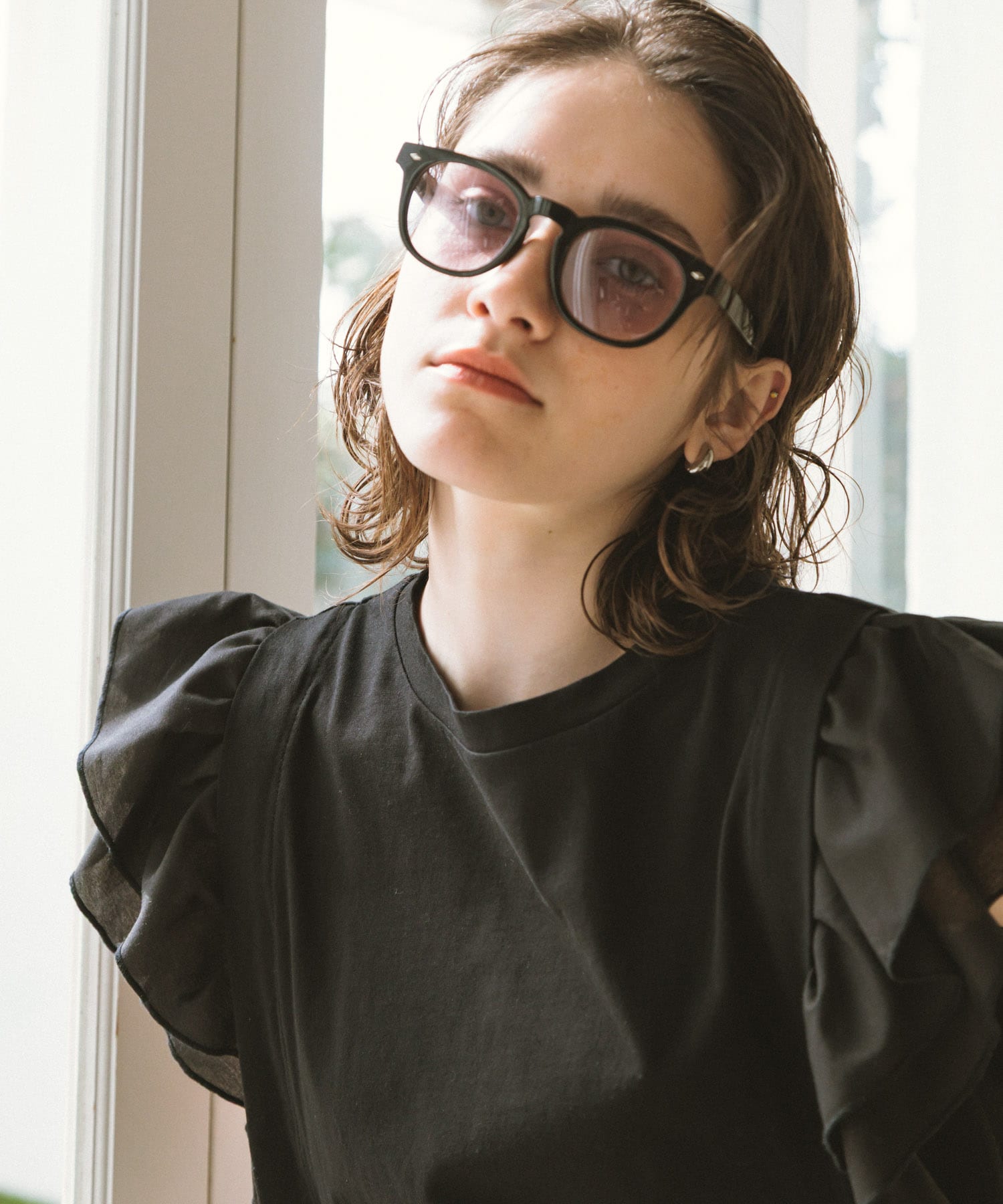 Swayme　調光ワイドフレームサングラス ブラック One