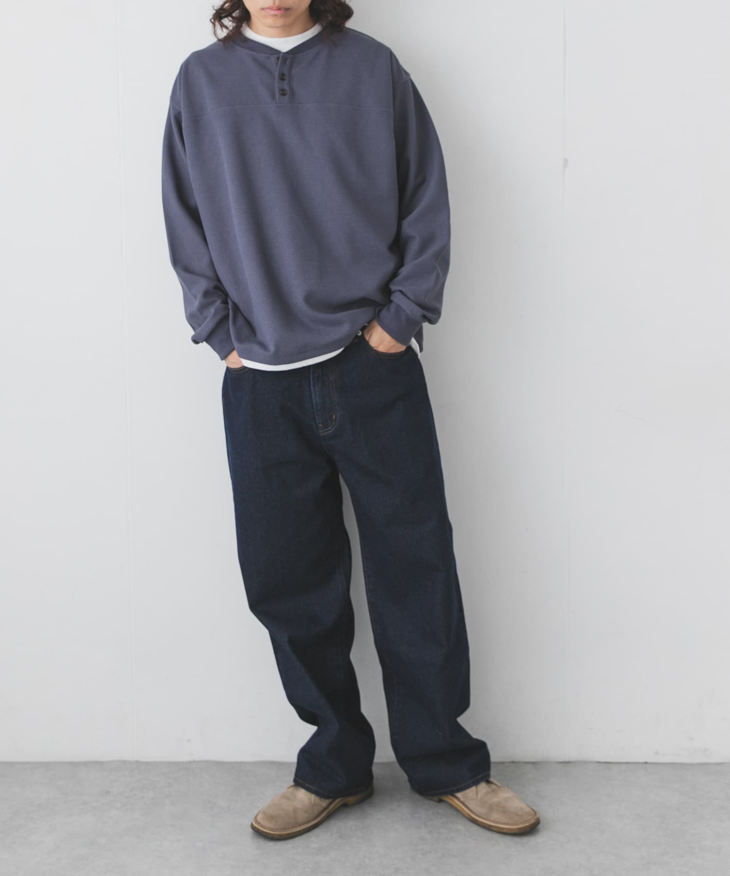 ワッフルレイヤードロングスリーブTシャツ(M グレー): トップス｜URBAN