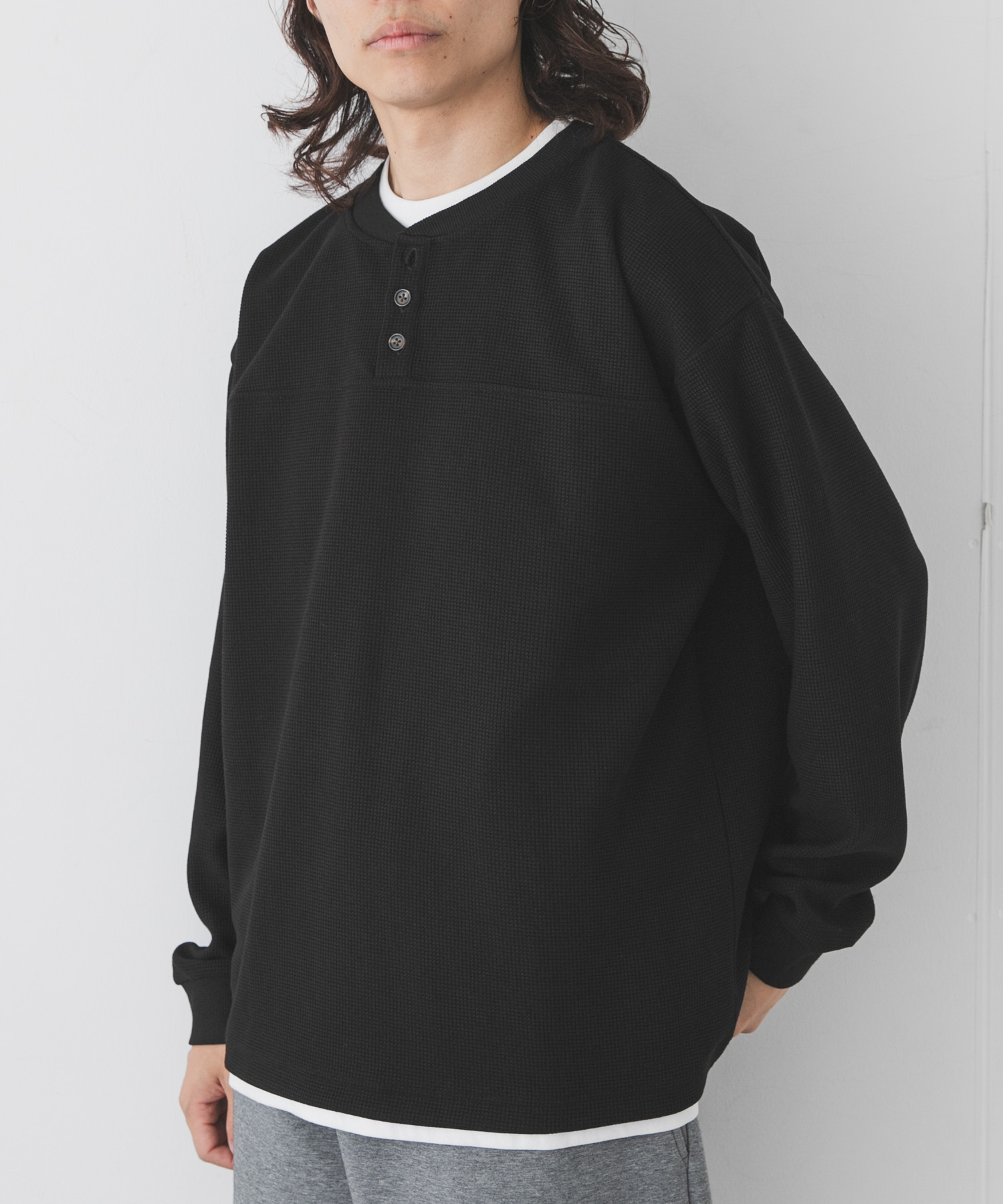 ワッフルレイヤードロングスリーブTシャツ