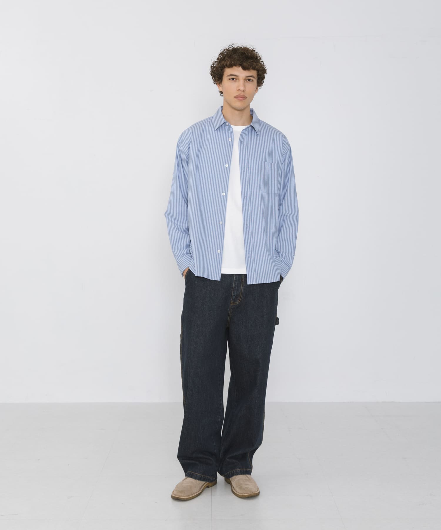 ストライプレギュラーカラーシャツ(M チャコール): トップス｜URBAN