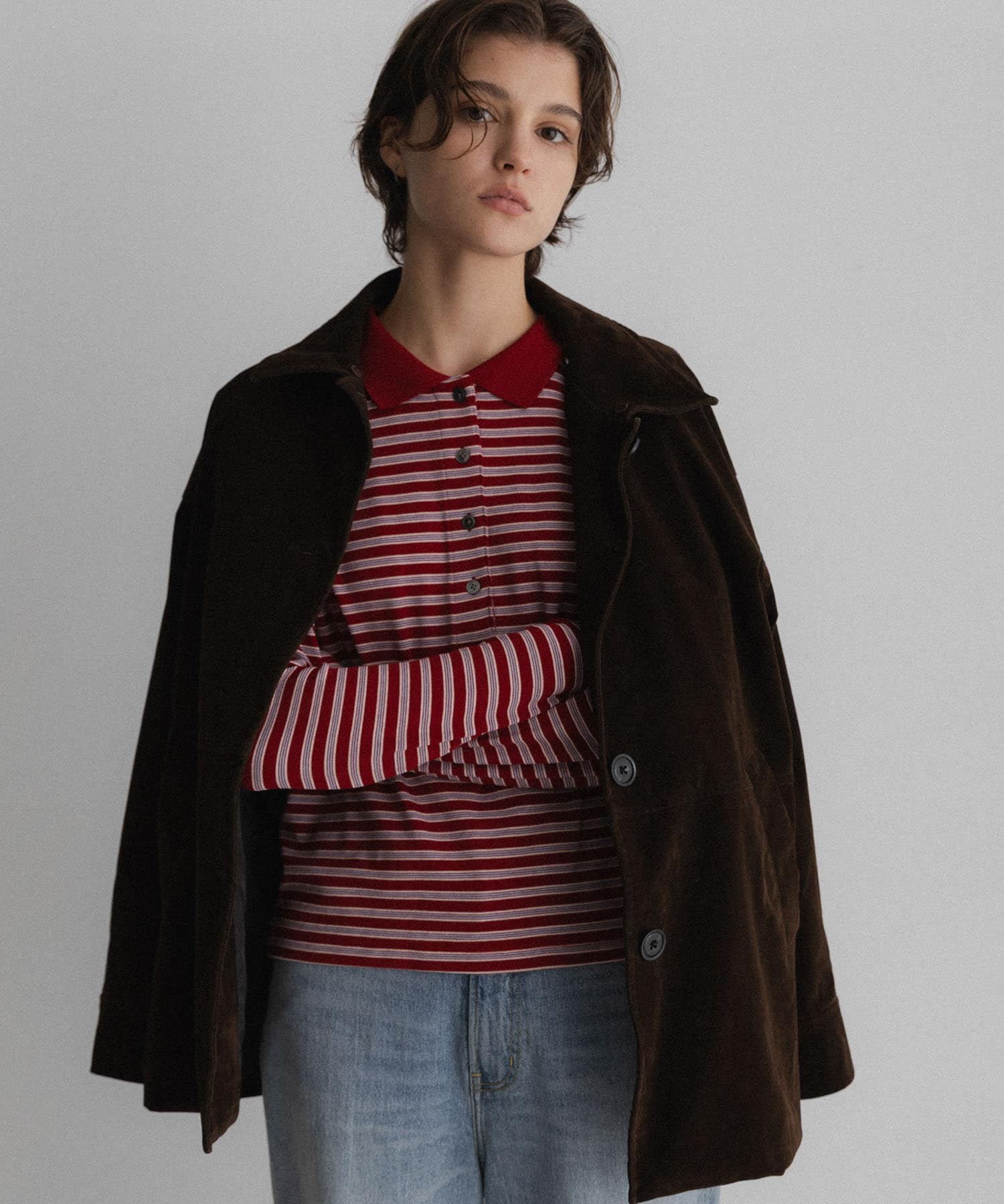 マルチボーダースムースポロシャツ