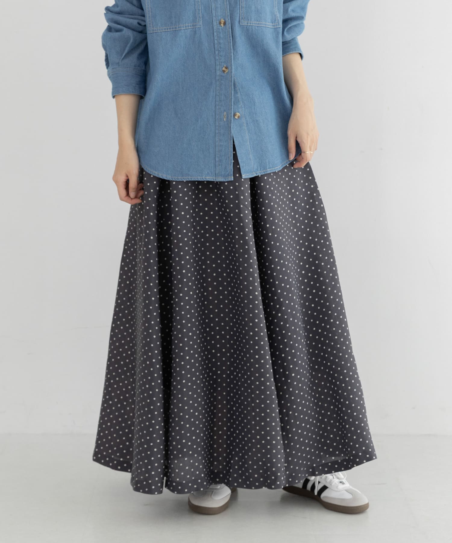 『WEB限定』ドットプリントフレアスカート