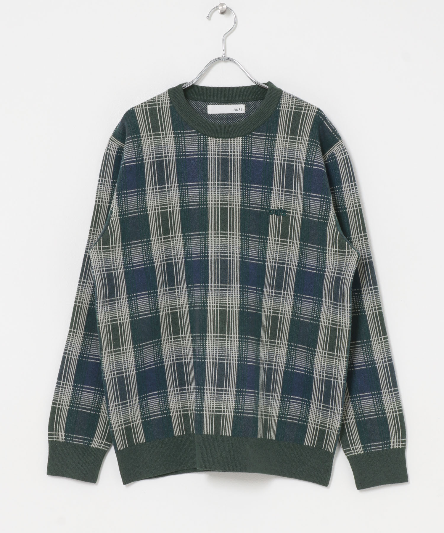 OOPS　オンブレチェックニット BLUE M