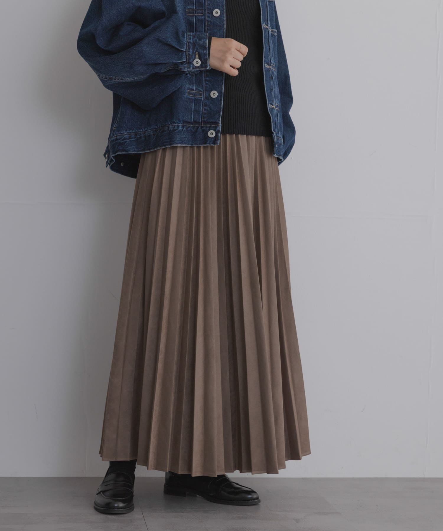 フェイクスエードプリーツスカート