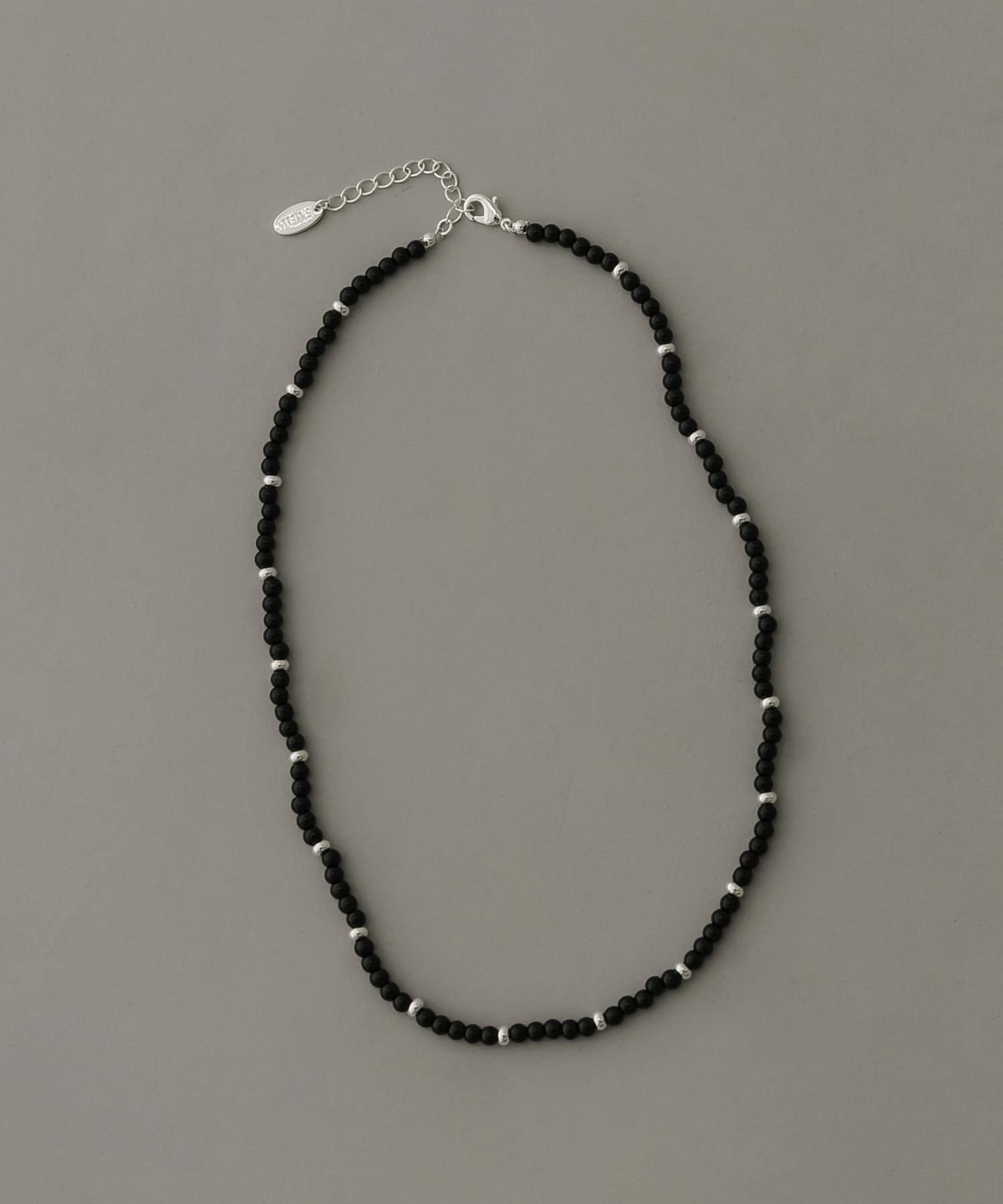 ブラックビーズネックレス BK/SV -