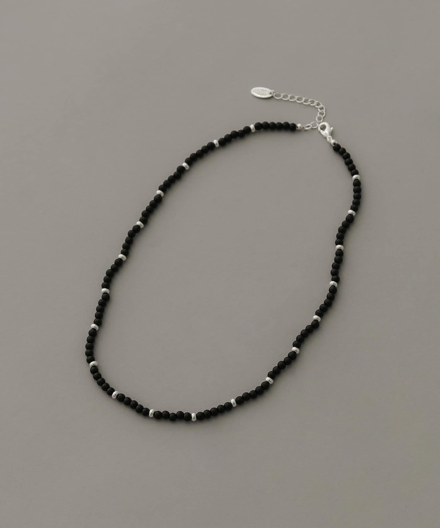 ブラックビーズネックレス BK/SV -