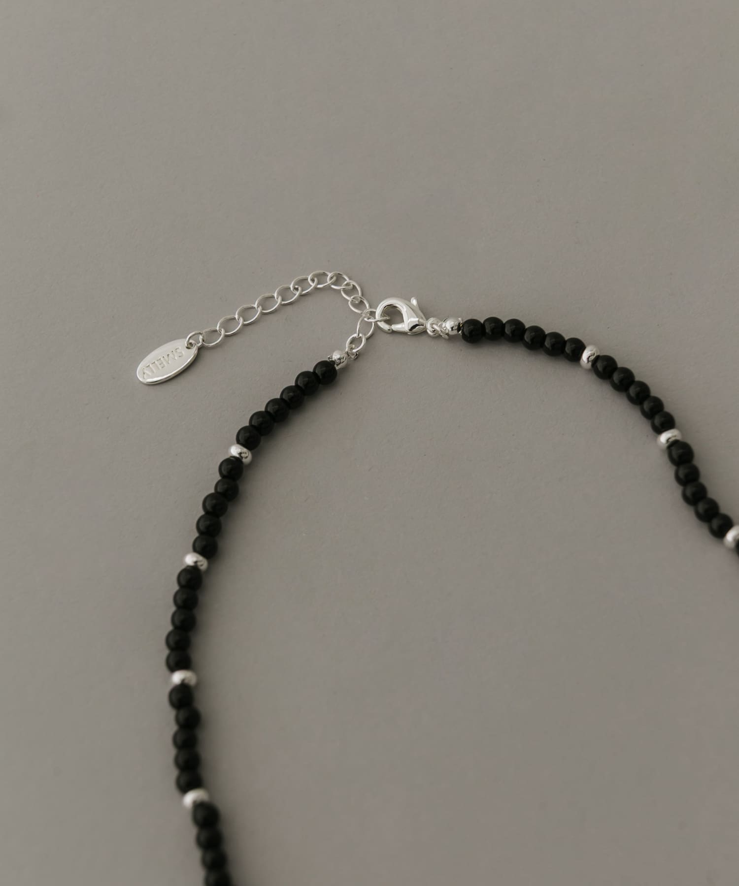 ブラックビーズネックレス BK/SV -