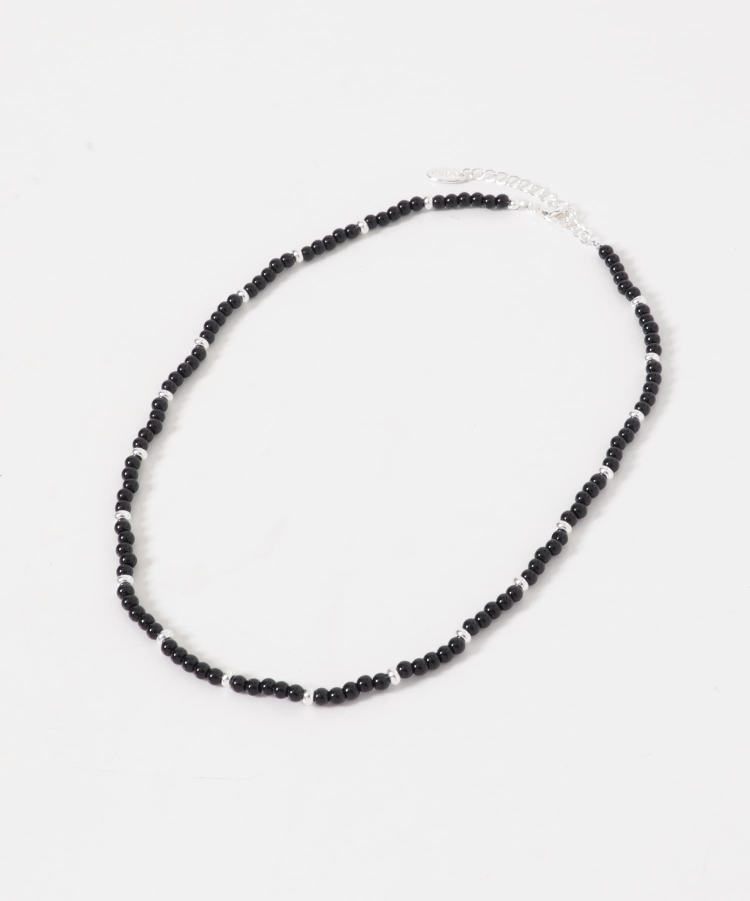 ブラックビーズネックレス BK/SV -