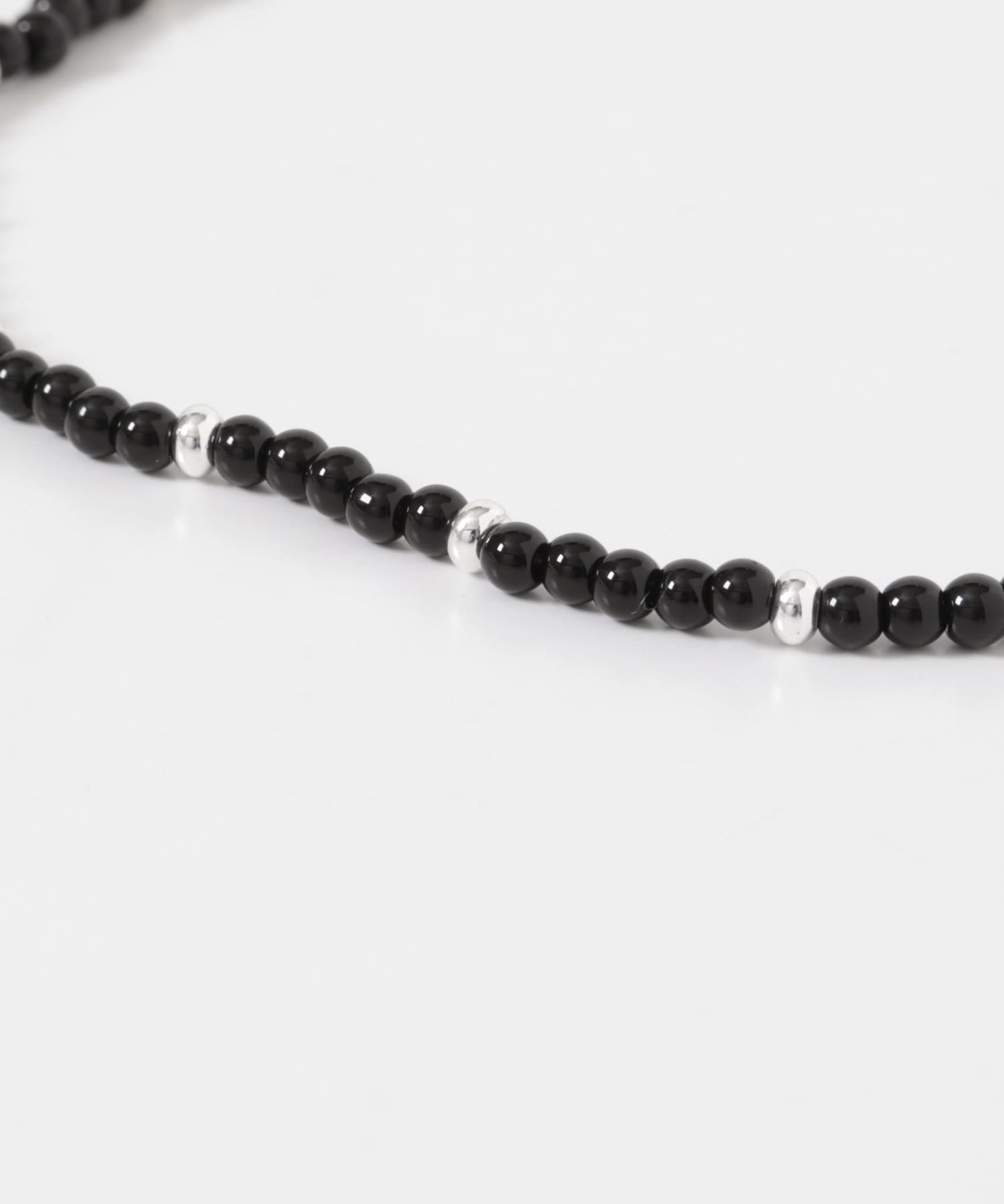 ブラックビーズネックレス BK/SV -