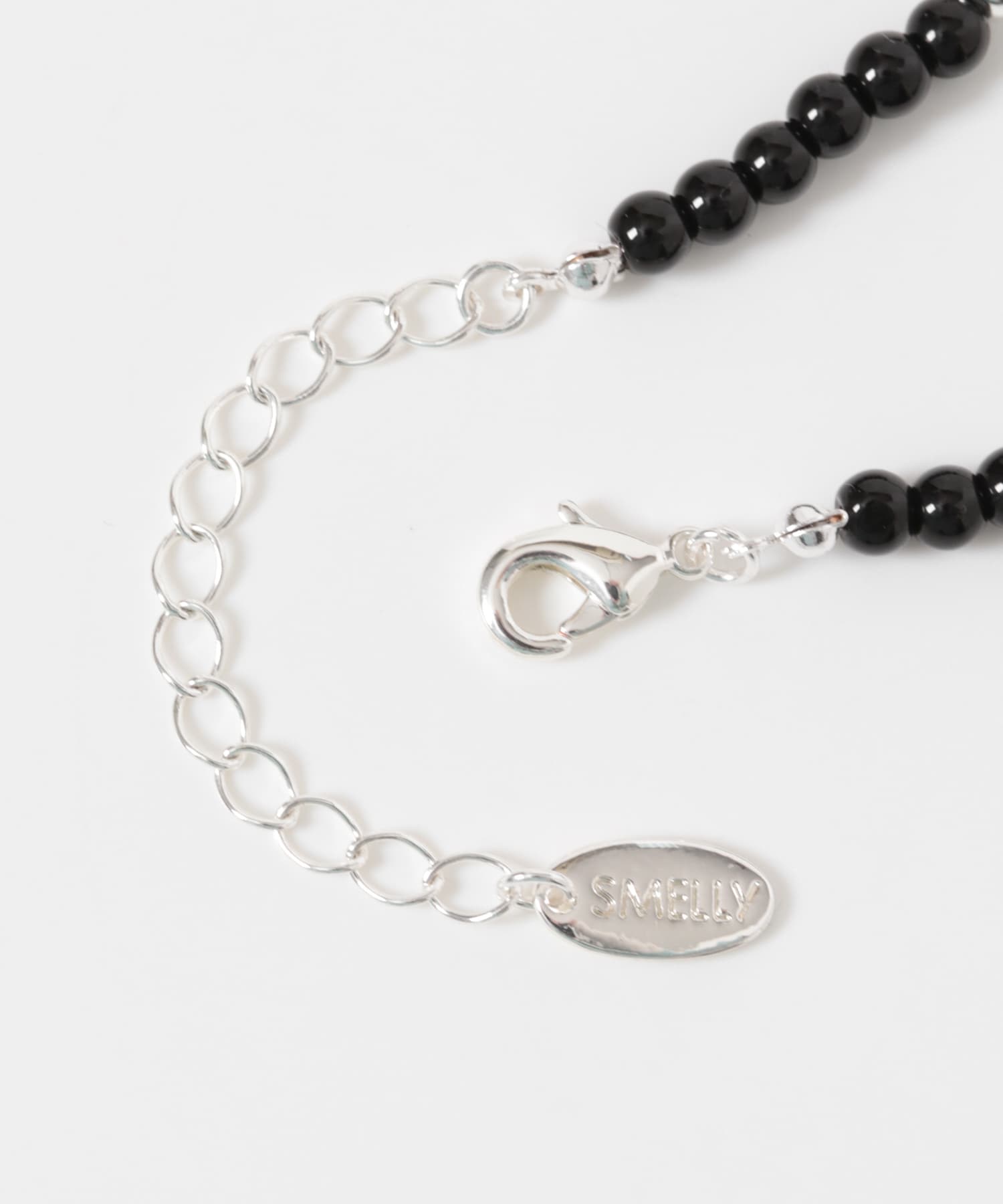 ブラックビーズネックレス BK/SV -