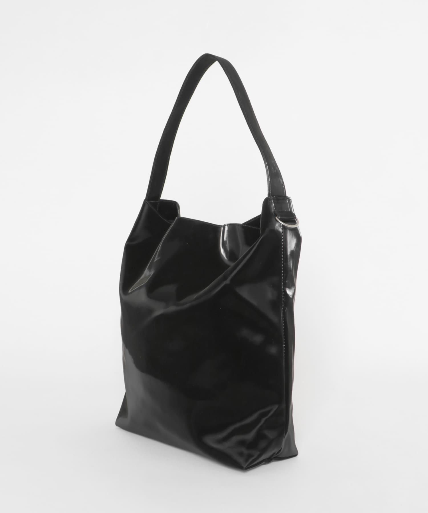 シャイニーワンハンドルバッグ BLK -