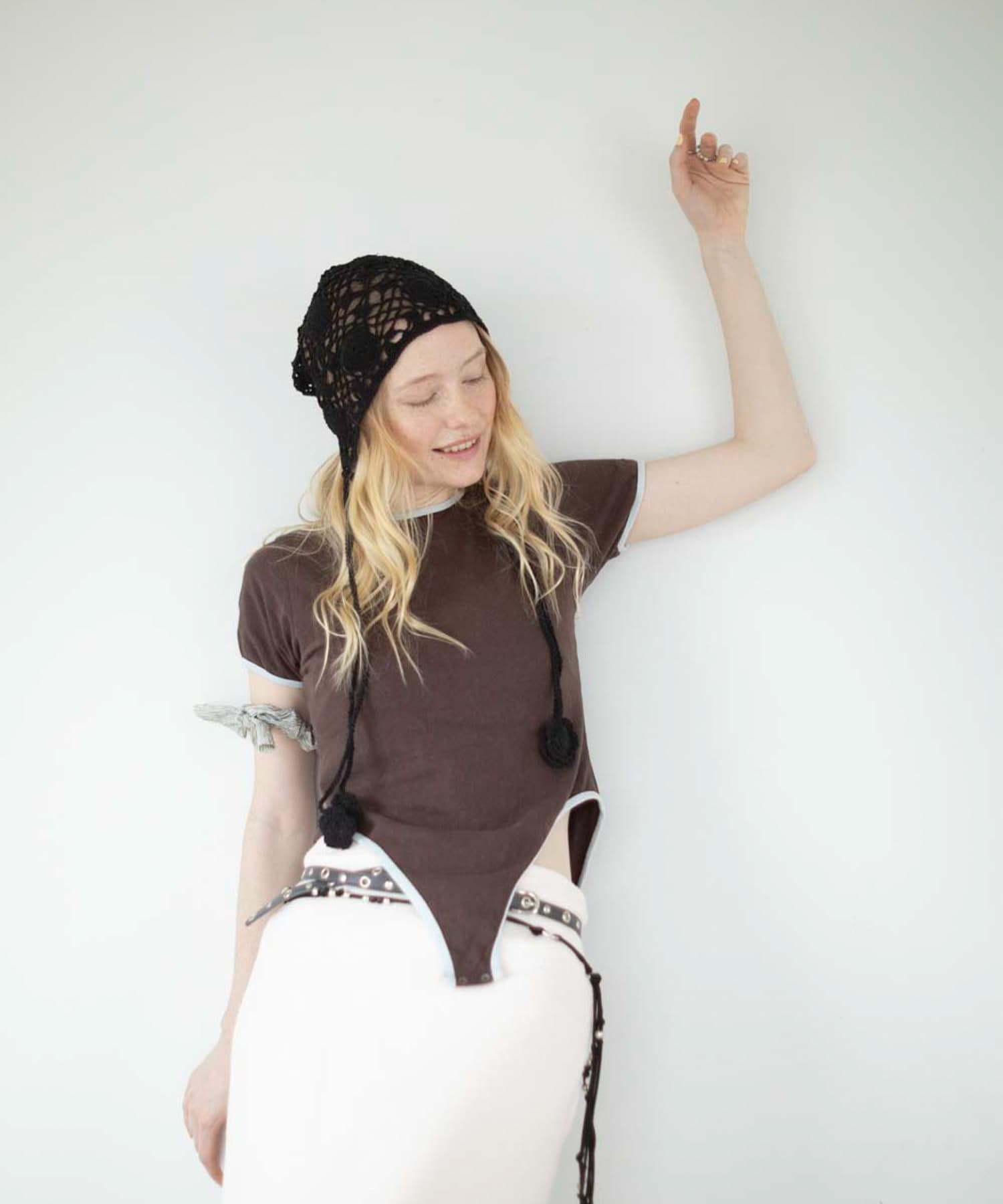 フラワーデザインボンネット BLK -