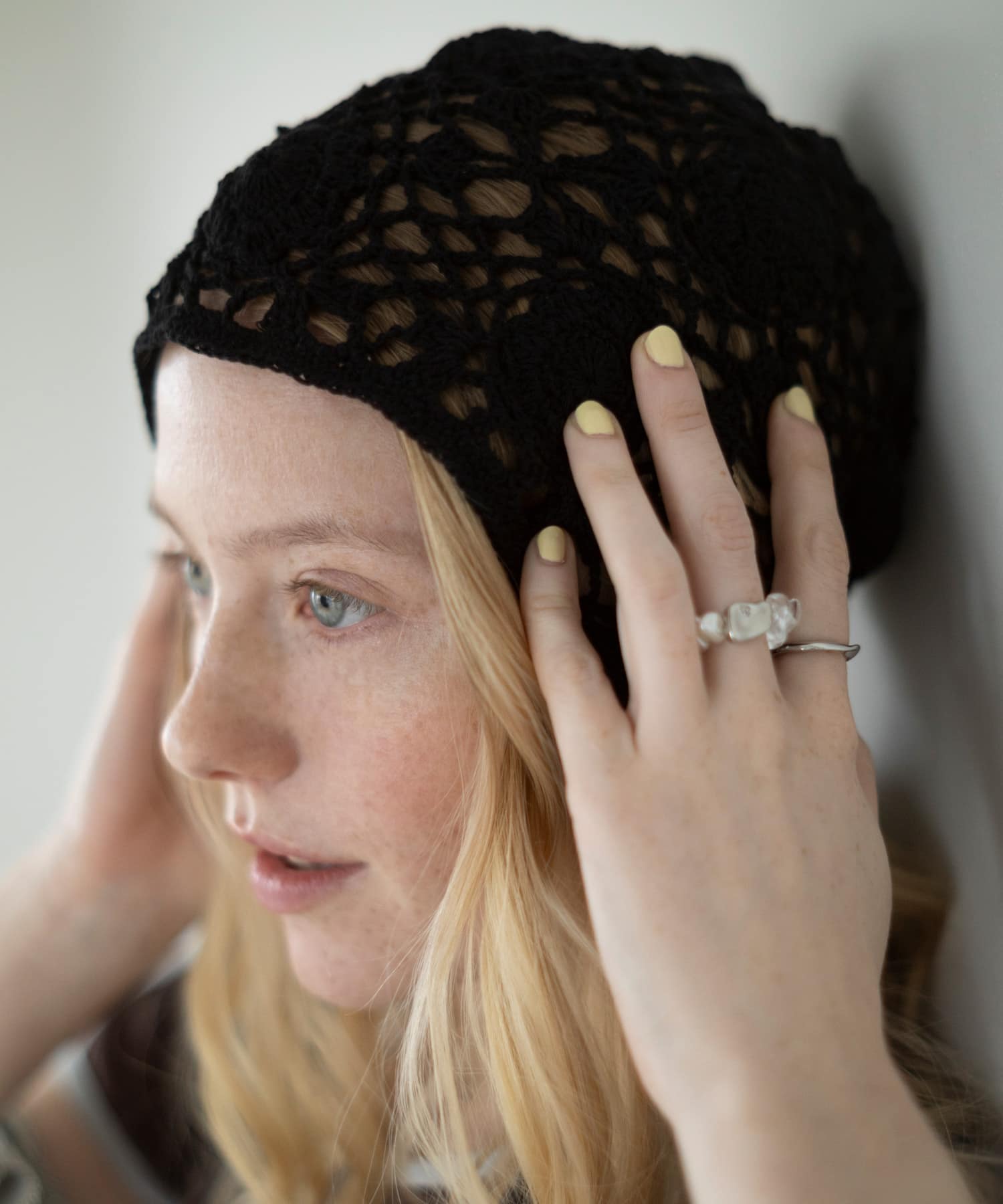 フラワーデザインボンネット BLK -