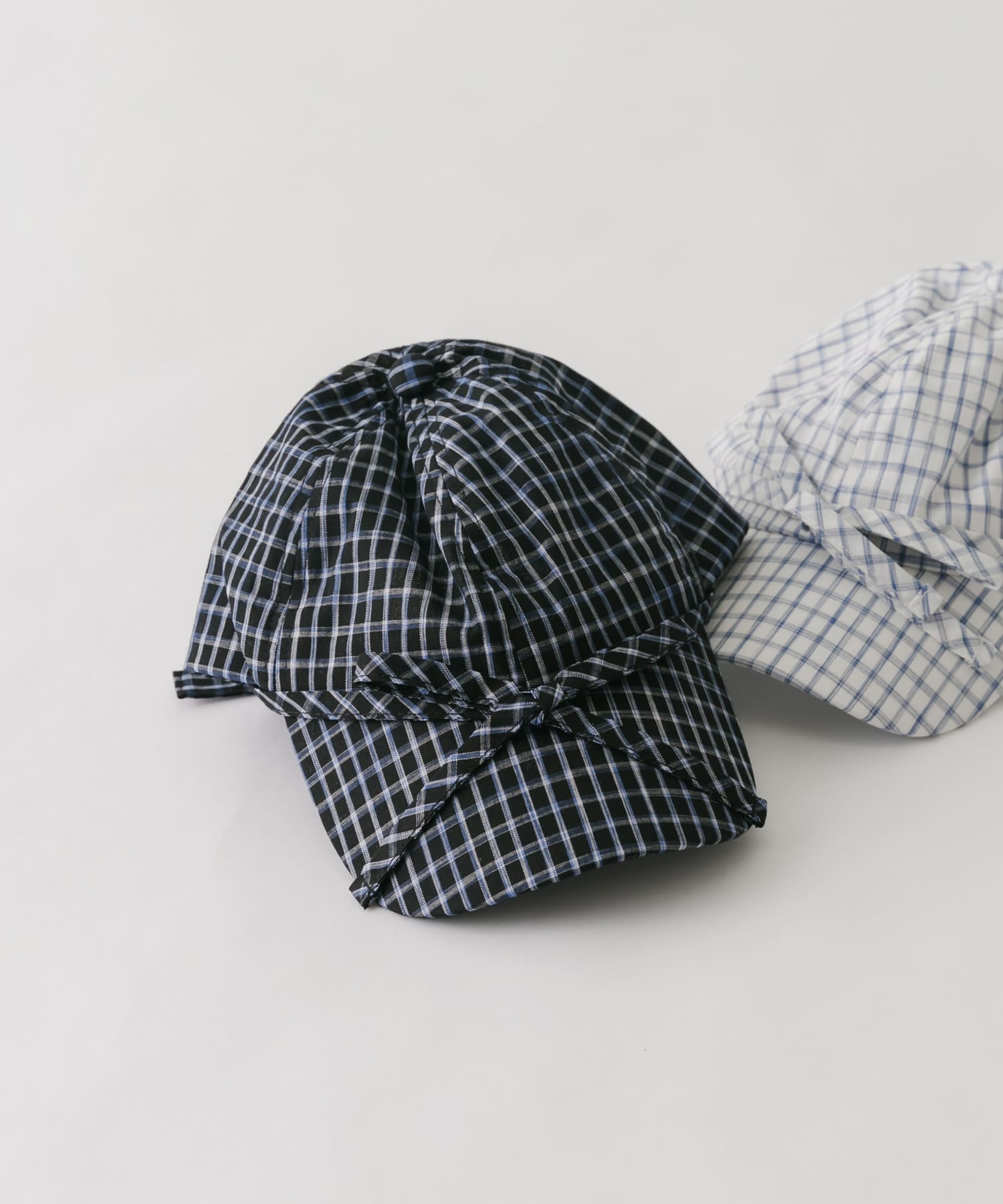 フロントリボンチェックキャップ