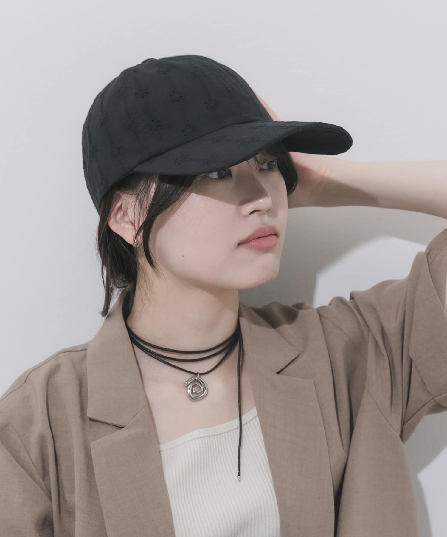 レースキャップ BLK -