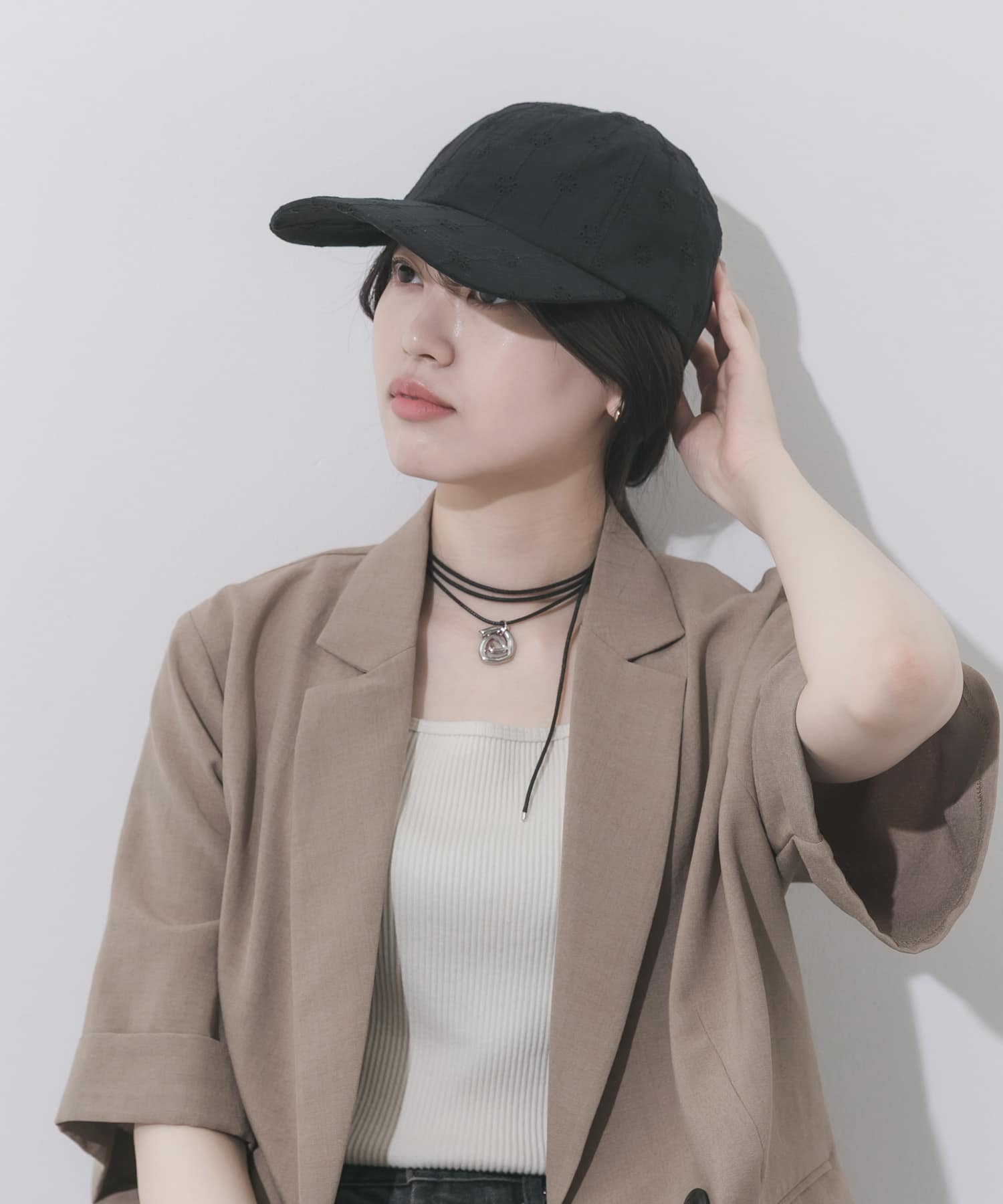 レースキャップ BLK -