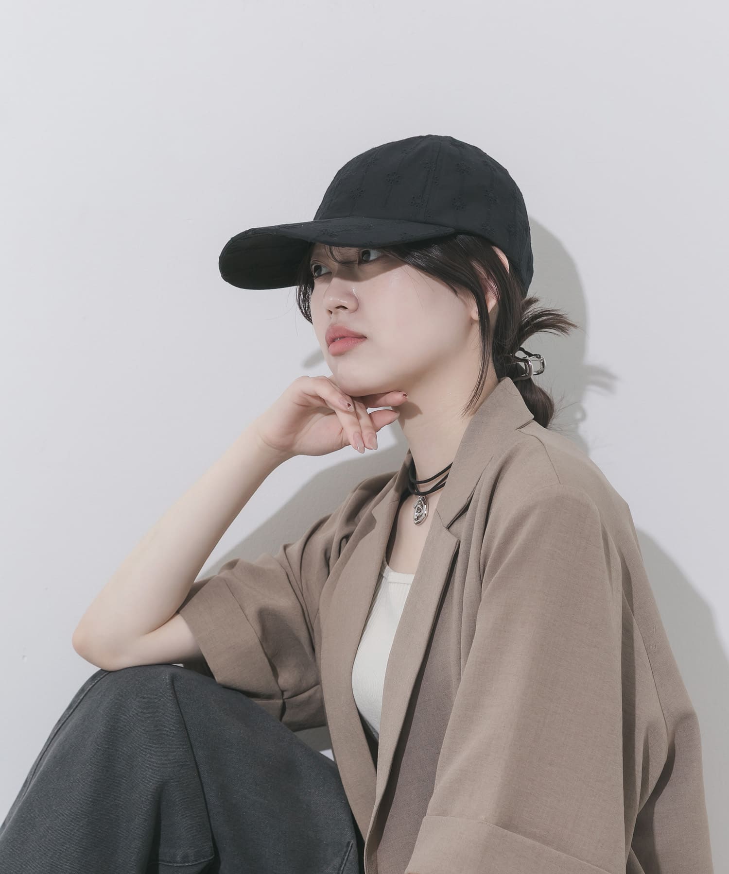 レースキャップ BLK -