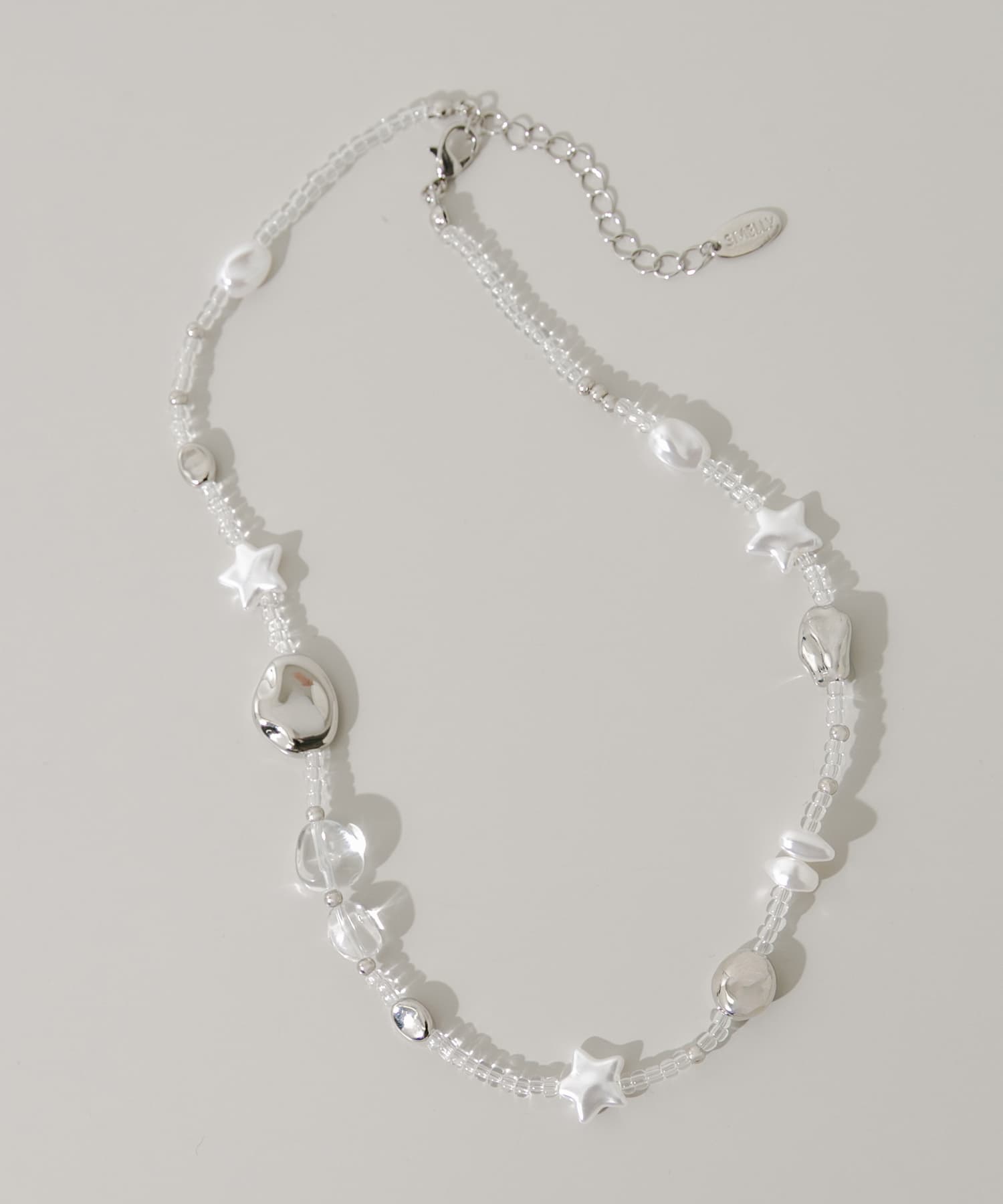 クリアビーズモチーフネックレス CL/SV -