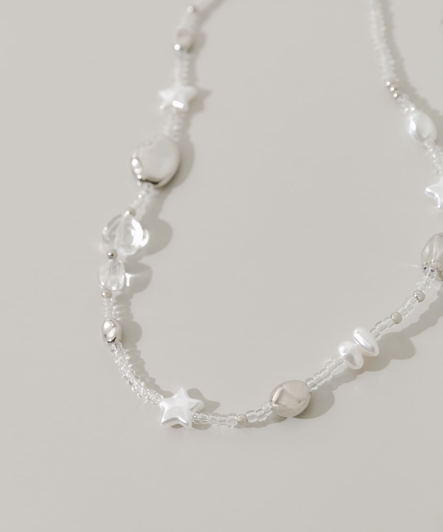 クリアビーズモチーフネックレス CL/SV -