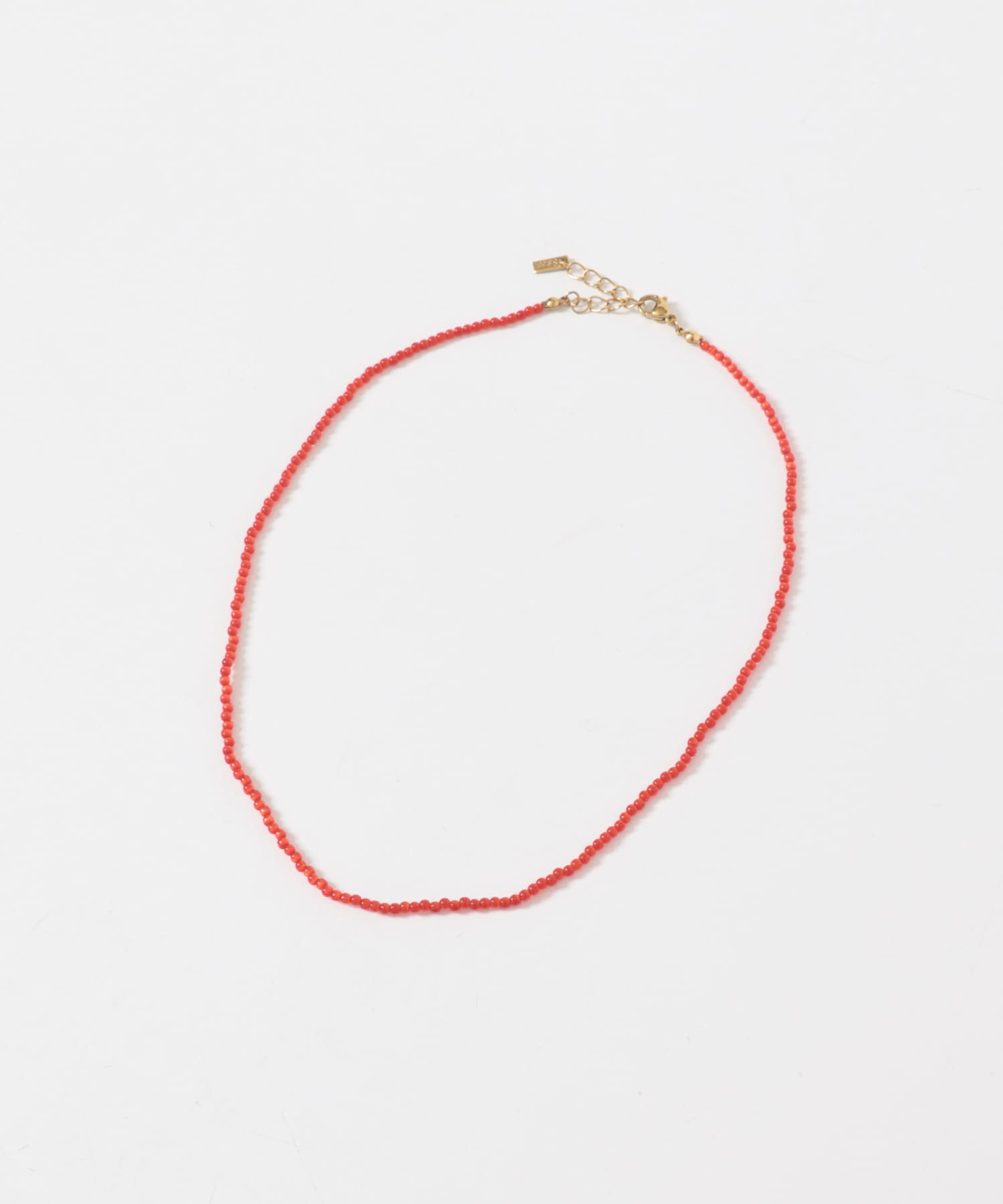 ステンレスカラービーズネックレス RED -