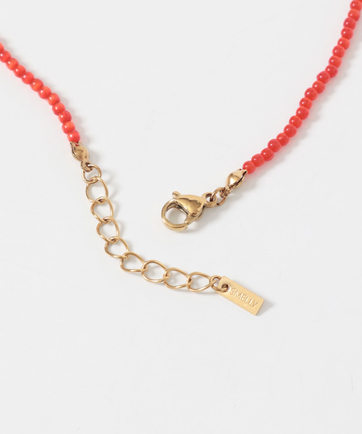 ステンレスカラービーズネックレス RED -