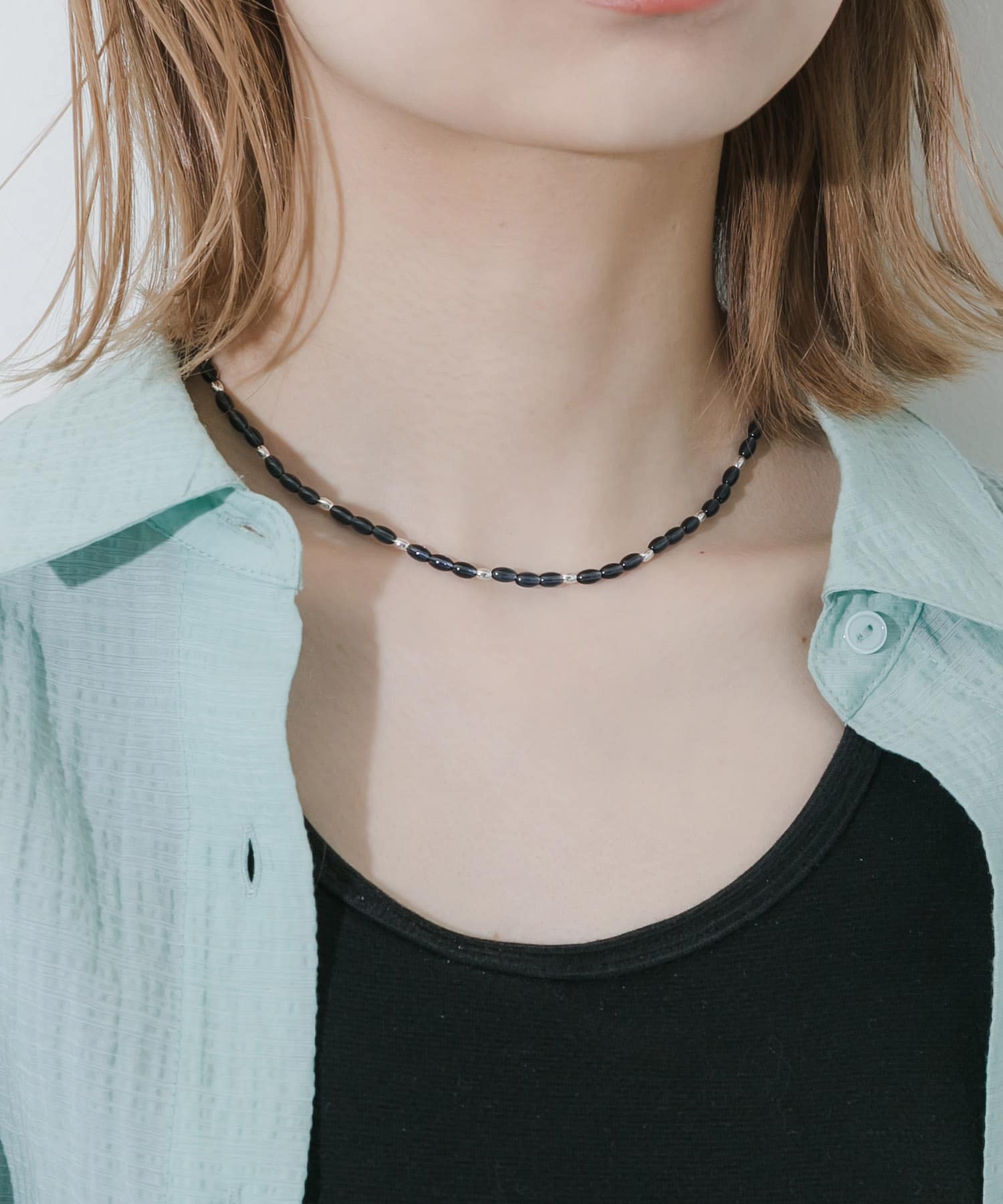 クリアカラーオーバルビーズネックレス