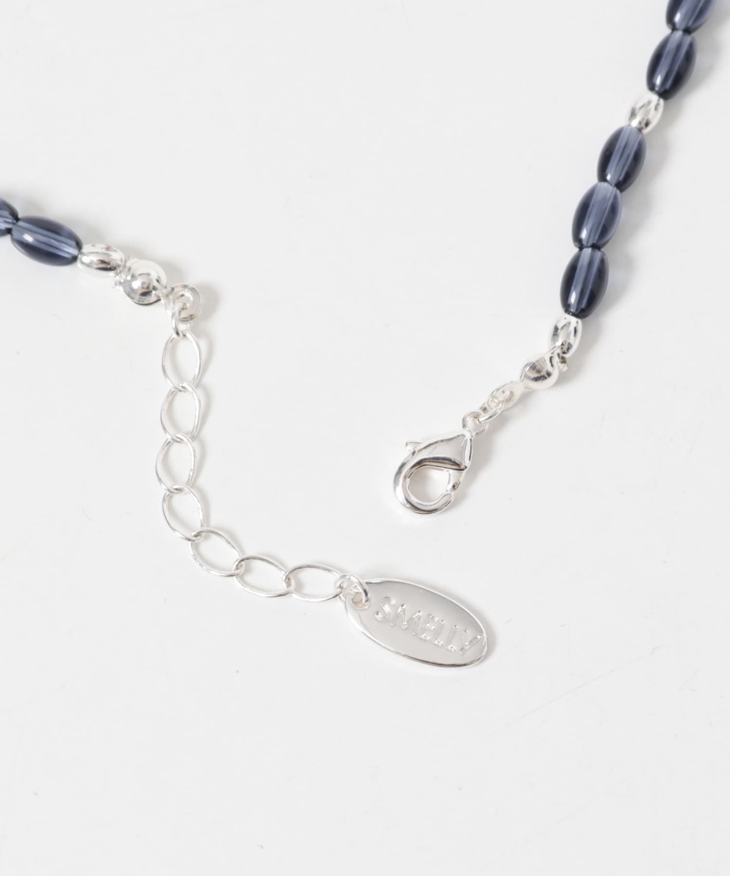 クリアカラーオーバルビーズネックレス BL/SV -