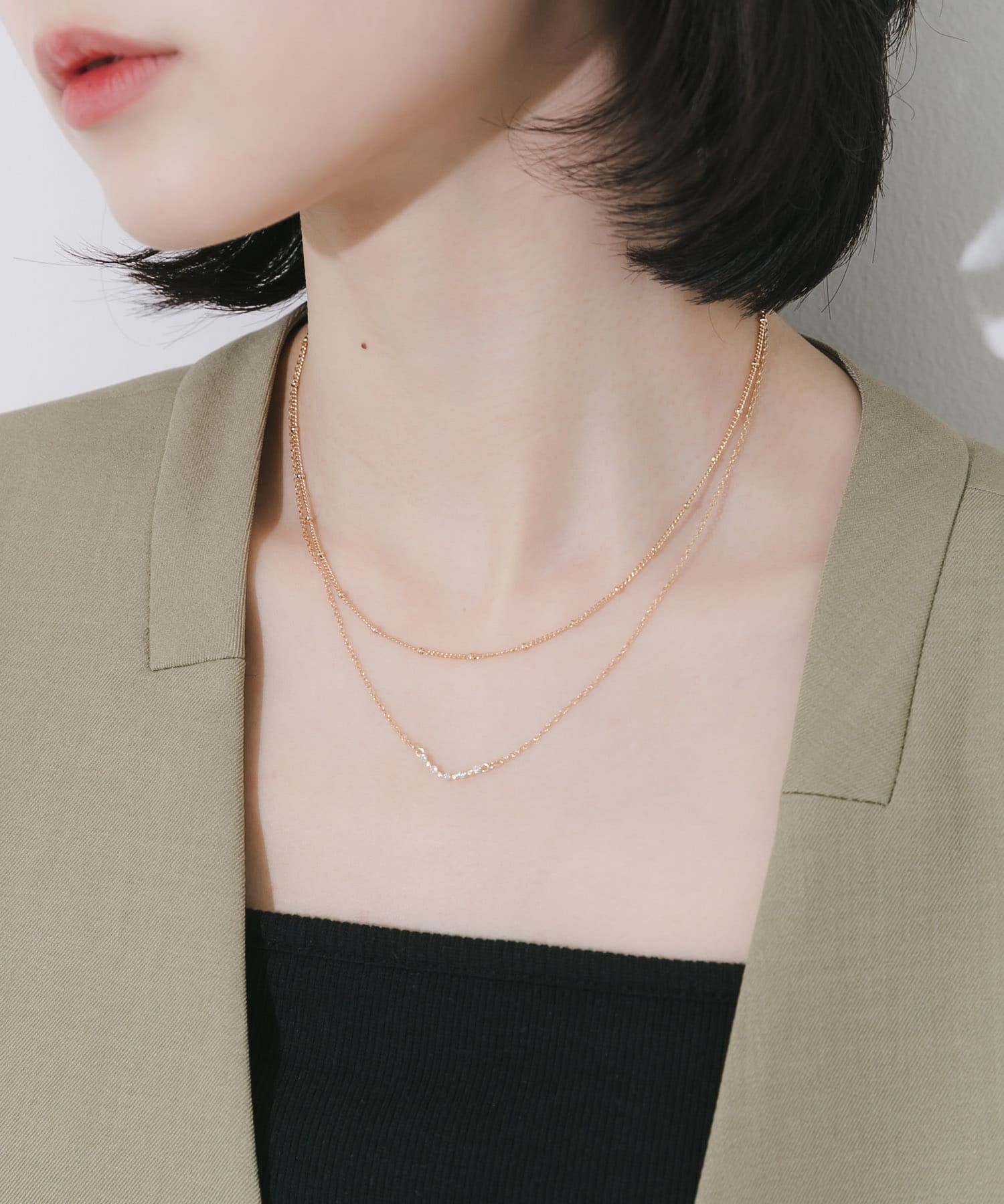 ビジュートップ2セットネックレス GD/CL -