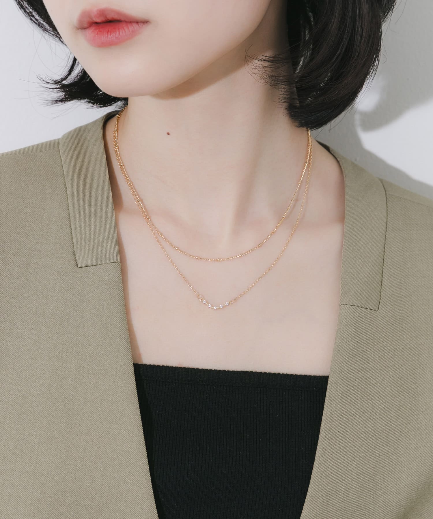 ビジュートップ2セットネックレス GD/CL -