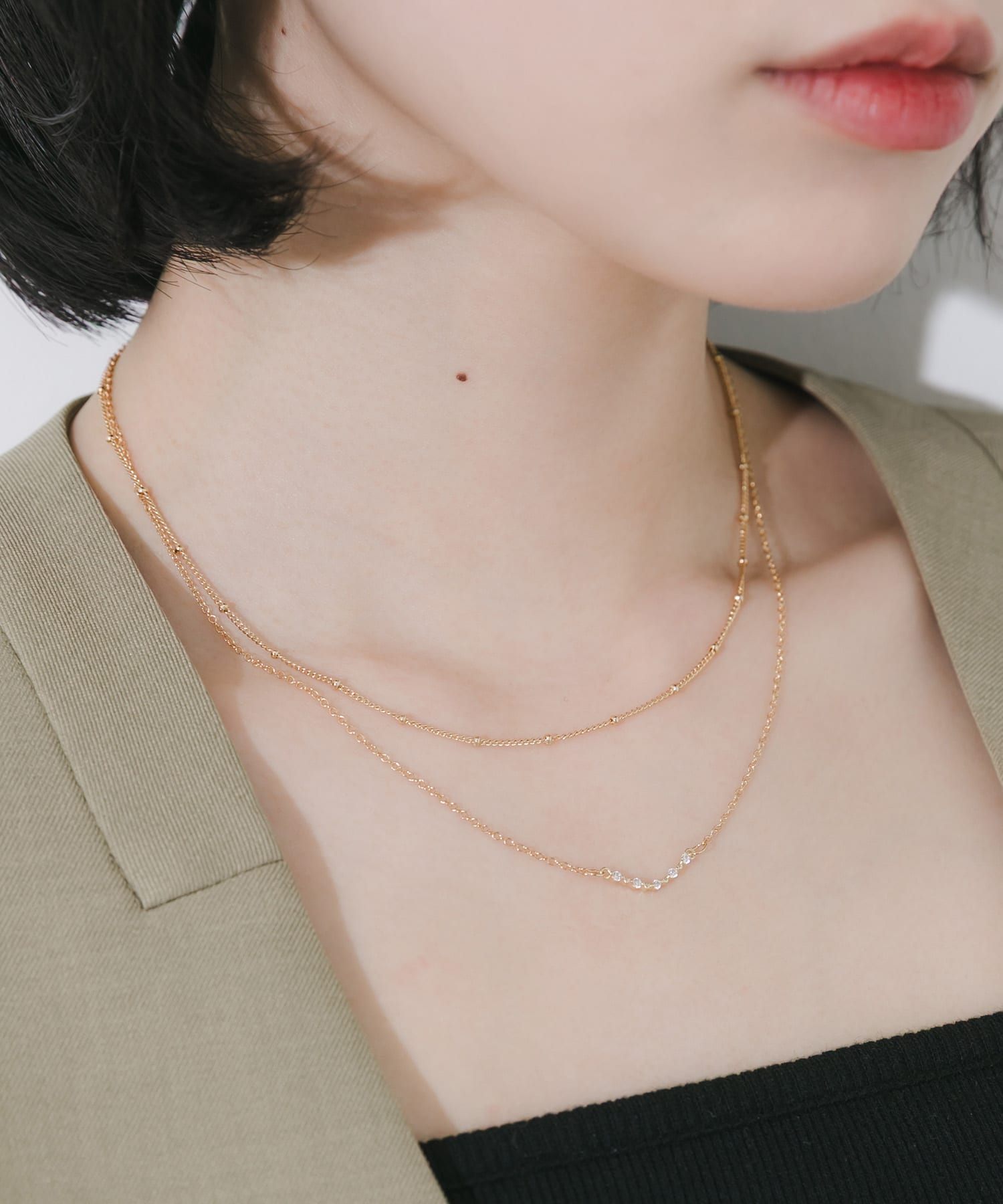 ビジュートップ2セットネックレス GD/CL -