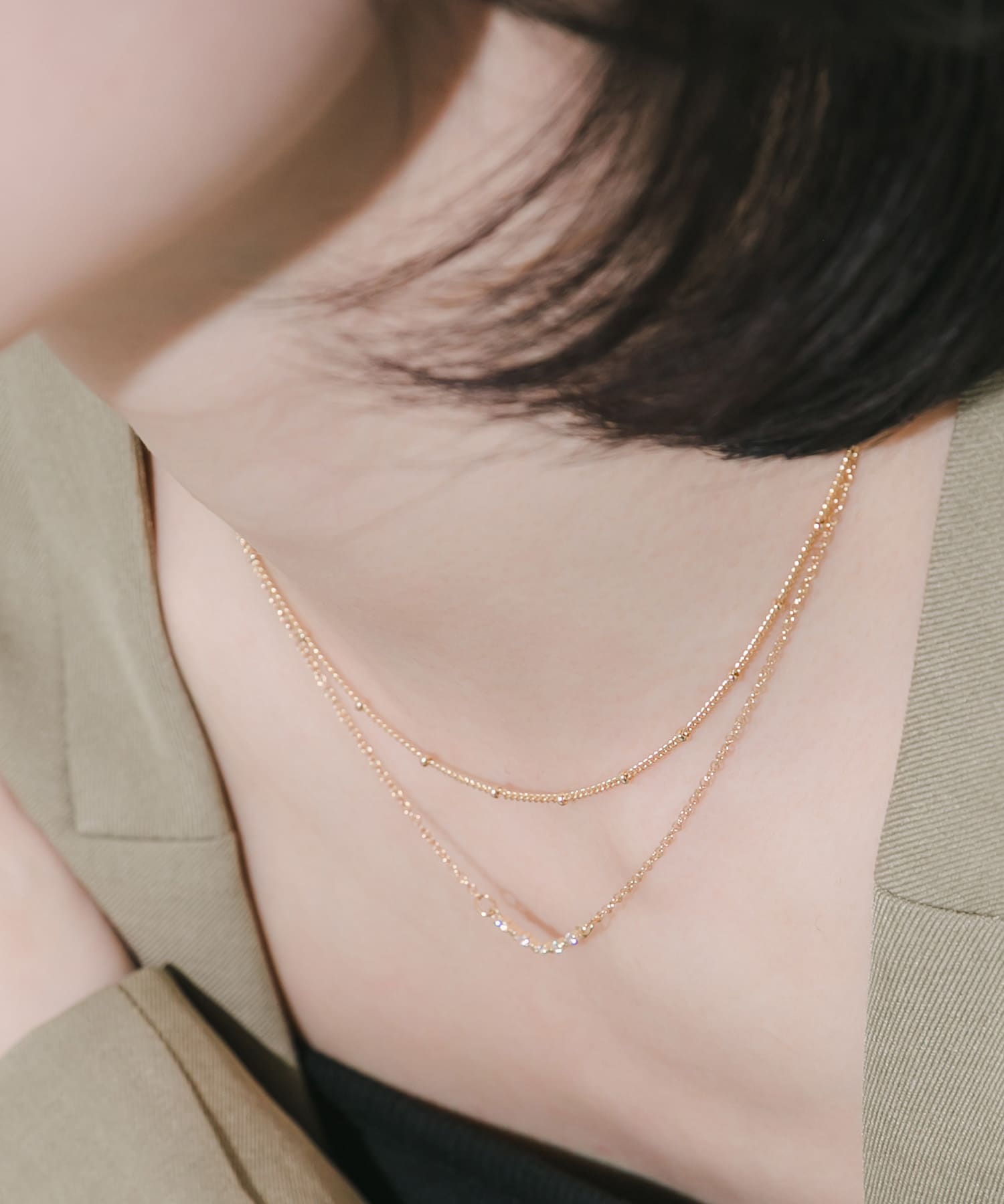 ビジュートップ2セットネックレス GD/CL -