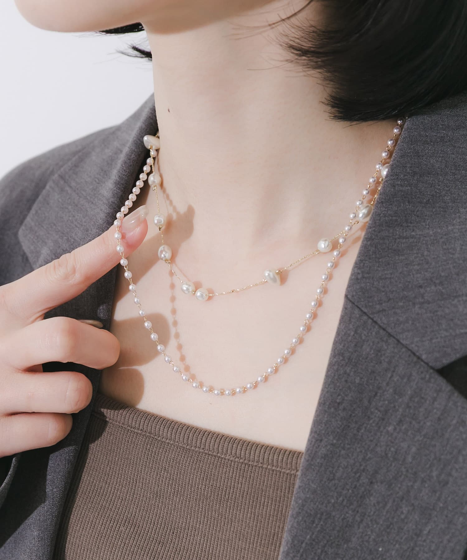 フラワーモチーフパールネックレス(- SV/WH): アクセサリー｜URBAN