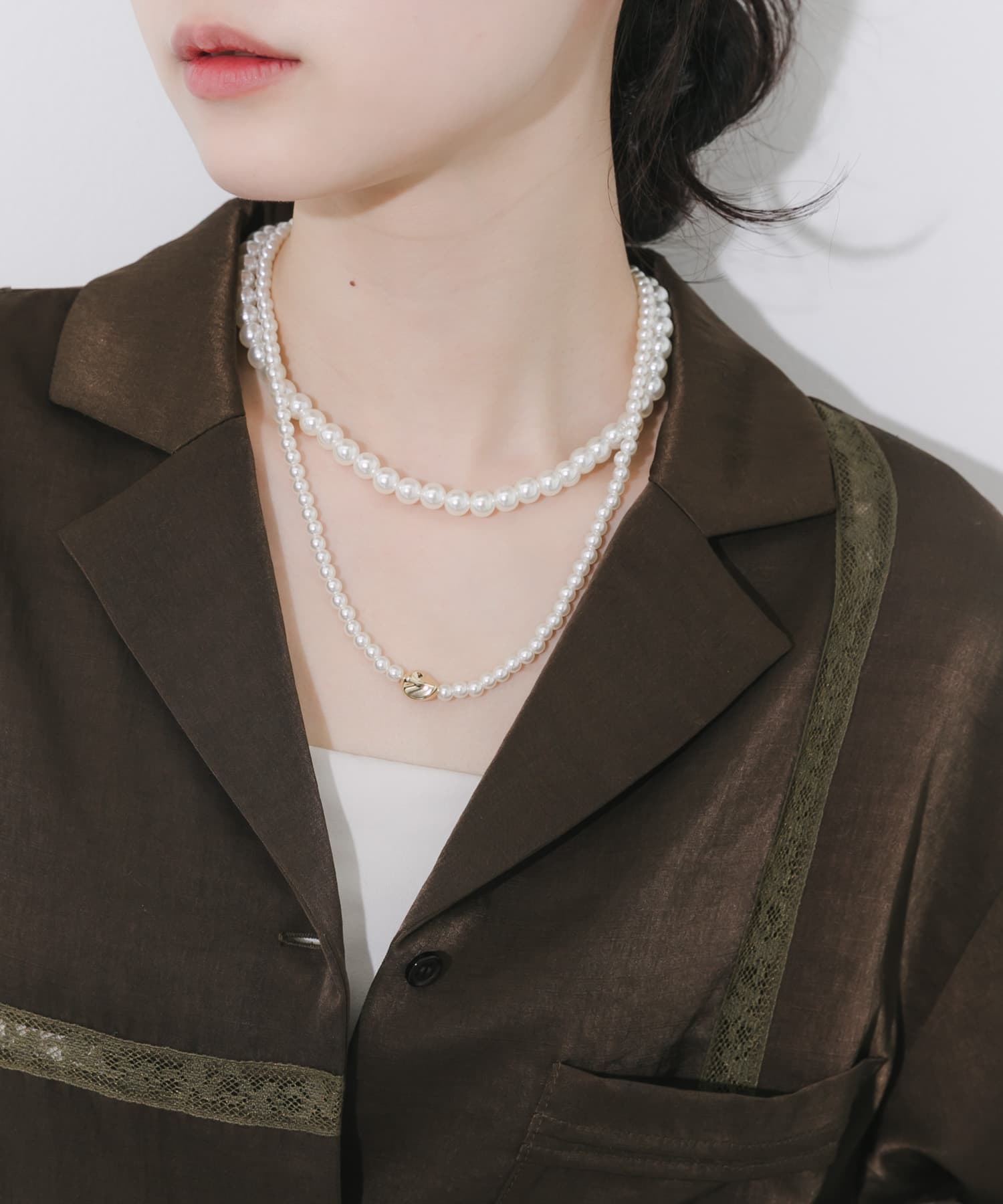 メタルトップパール2セットネックレス(- WH/GD): アクセサリー｜URBAN