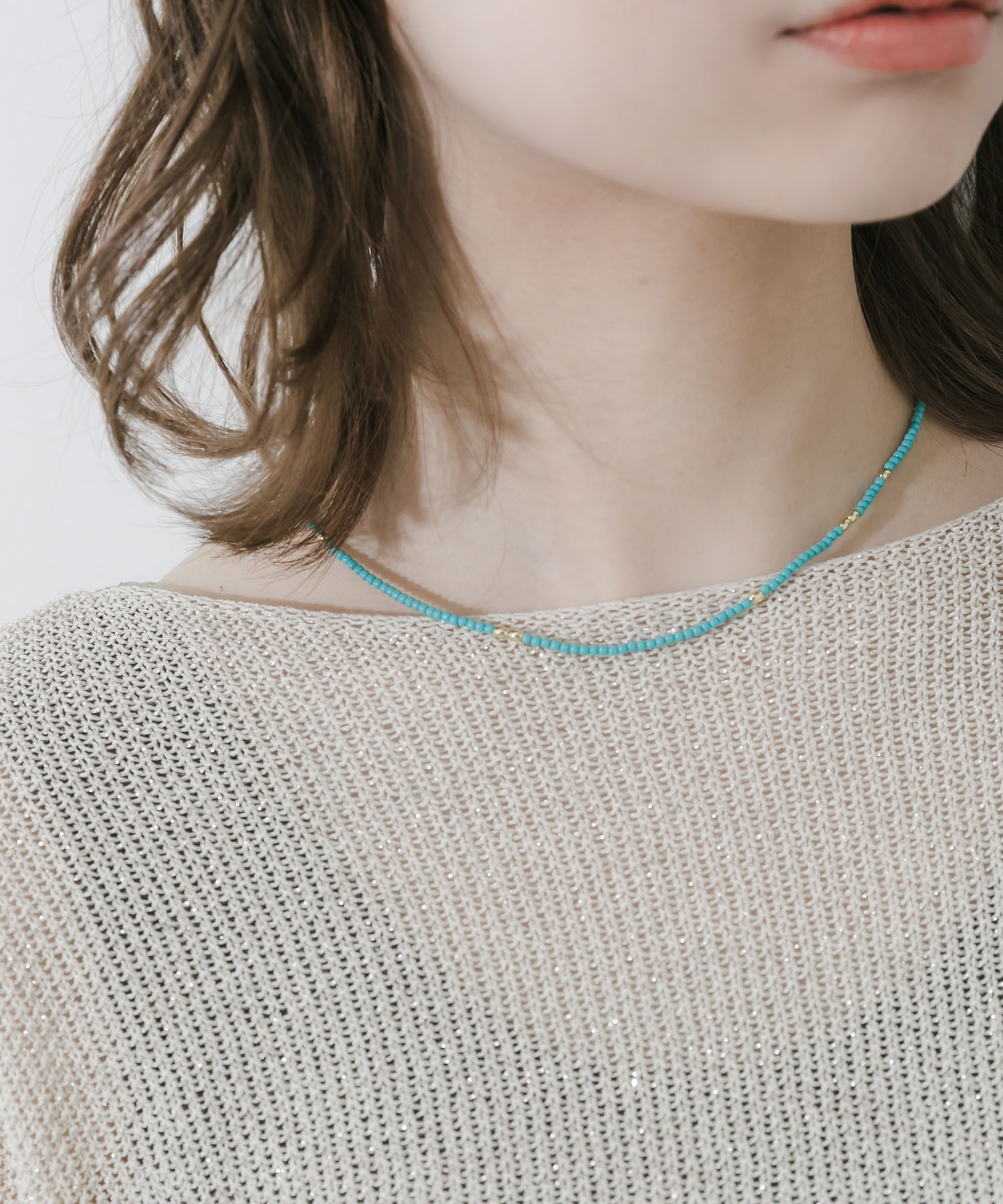 ターコイズカラービーズネックレス