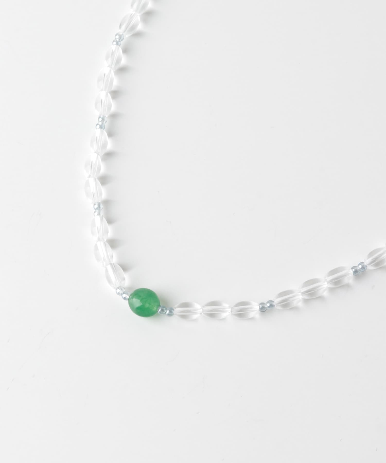 ステンレスカラートップクリアビーズネックレス CL/GR -