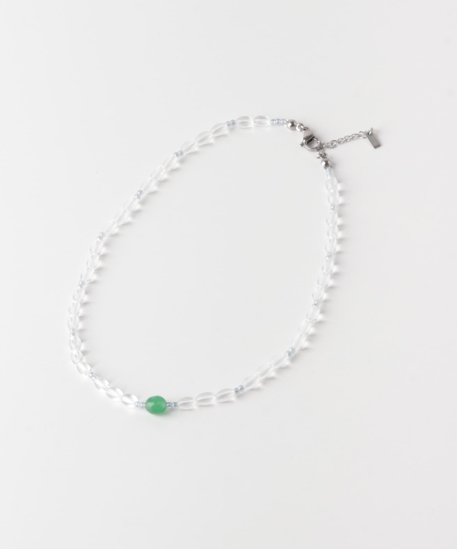 ステンレスカラートップクリアビーズネックレス CL/GR -