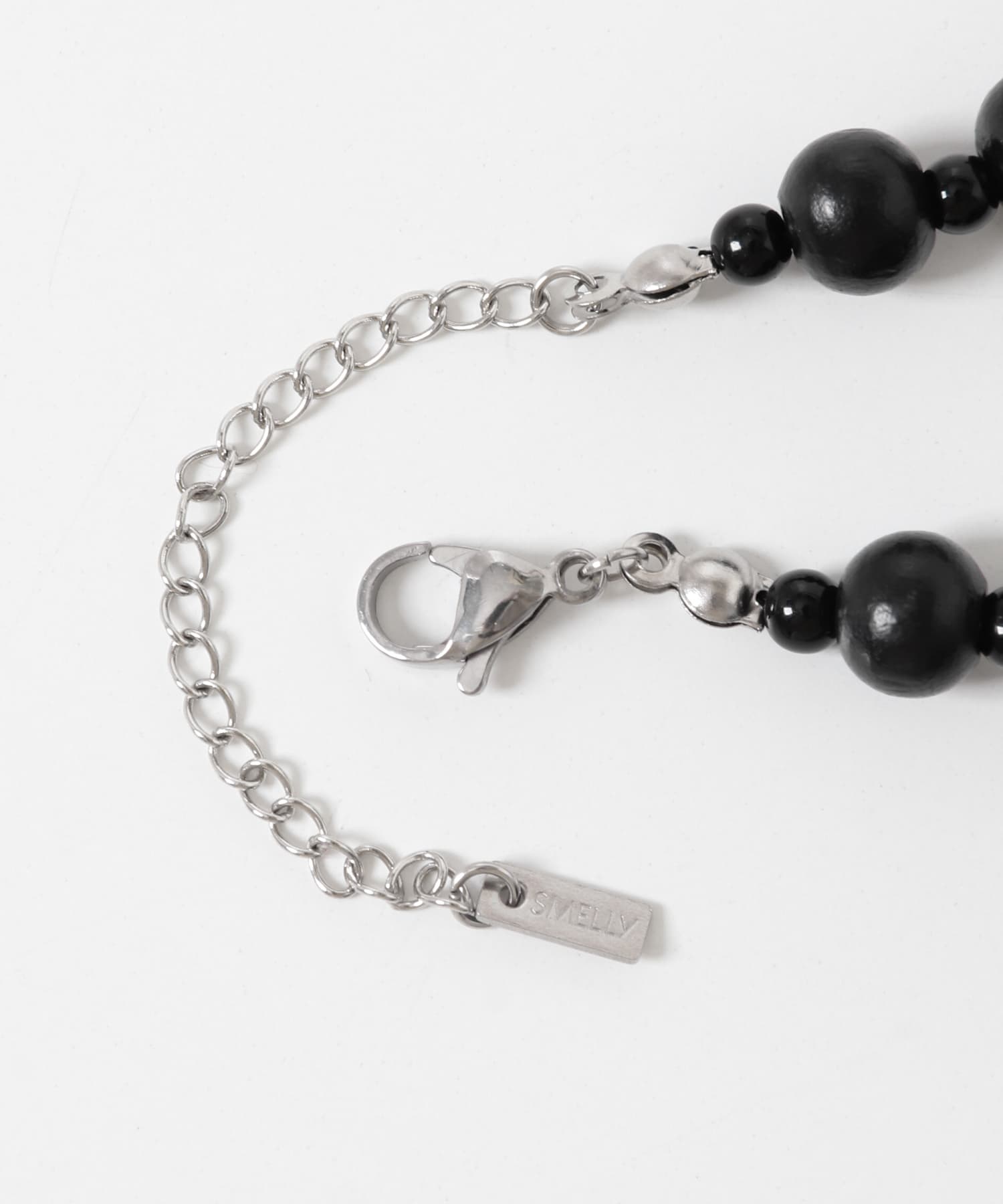 ステンレスブラックウッドビーズネックレス BLK -