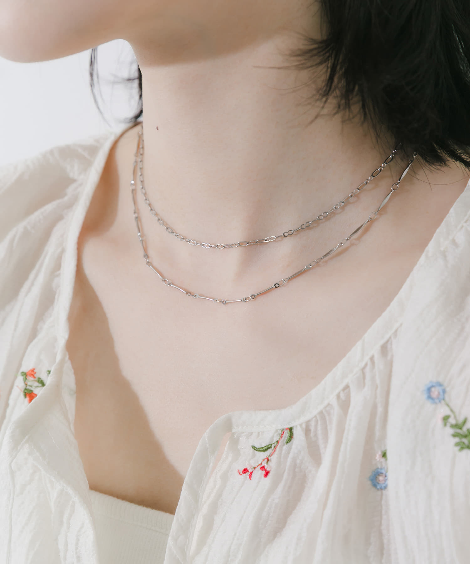 ステンレスバーチェーン2セットネックレス