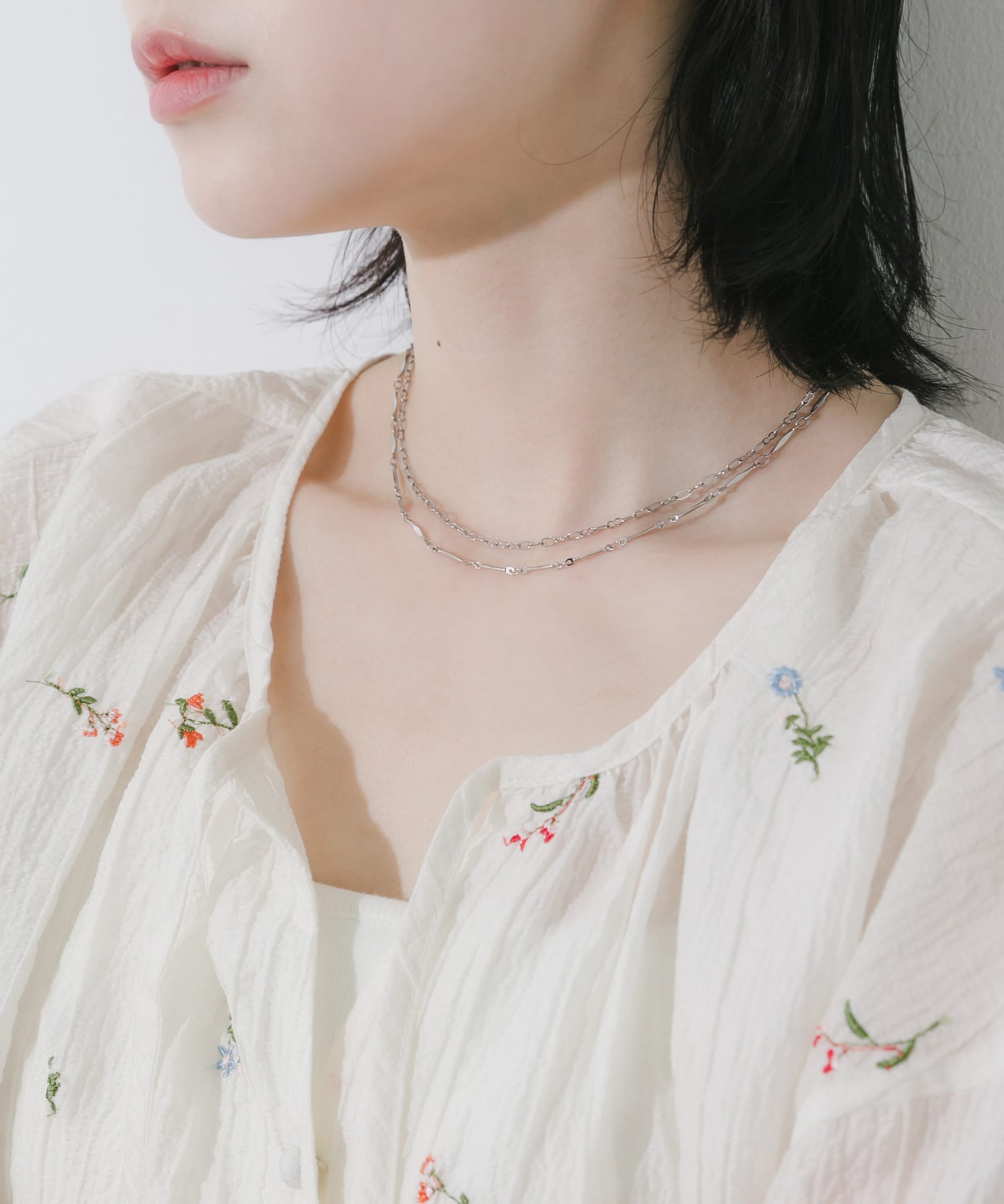 ステンレスバーチェーン2セットネックレス SLV -