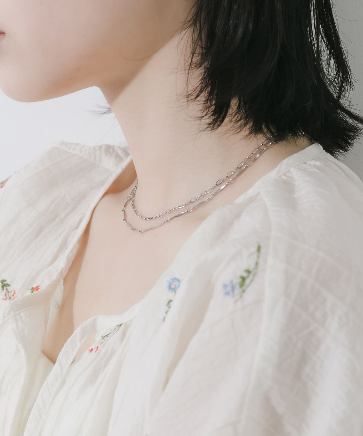 ステンレスバーチェーン2セットネックレス SLV -