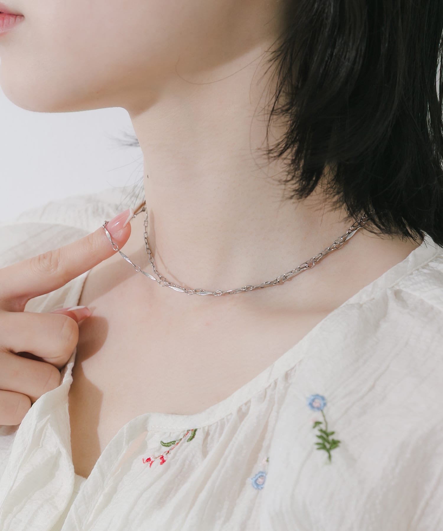 ステンレスバーチェーン2セットネックレス SLV -