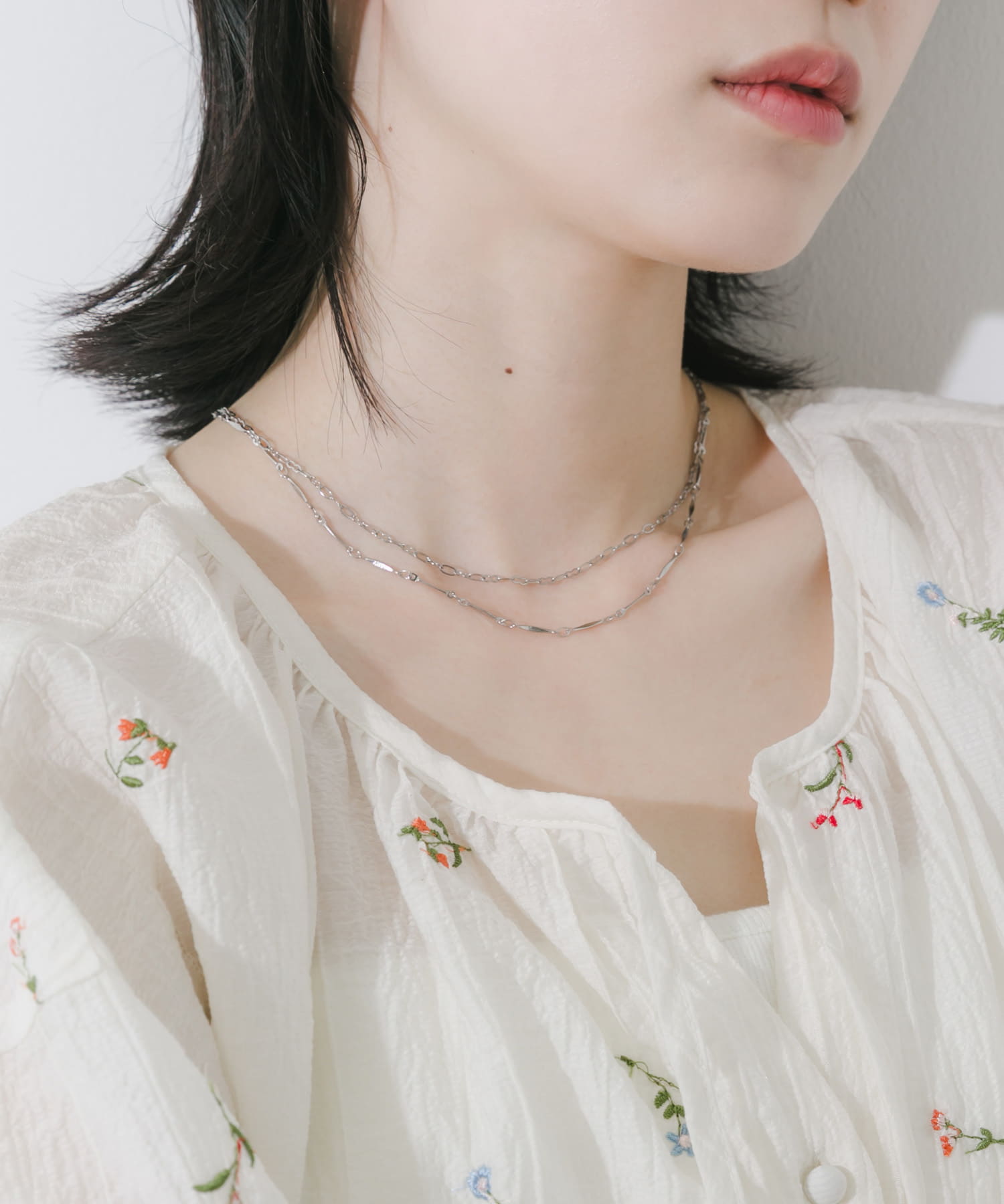 ステンレスバーチェーン2セットネックレス SLV -