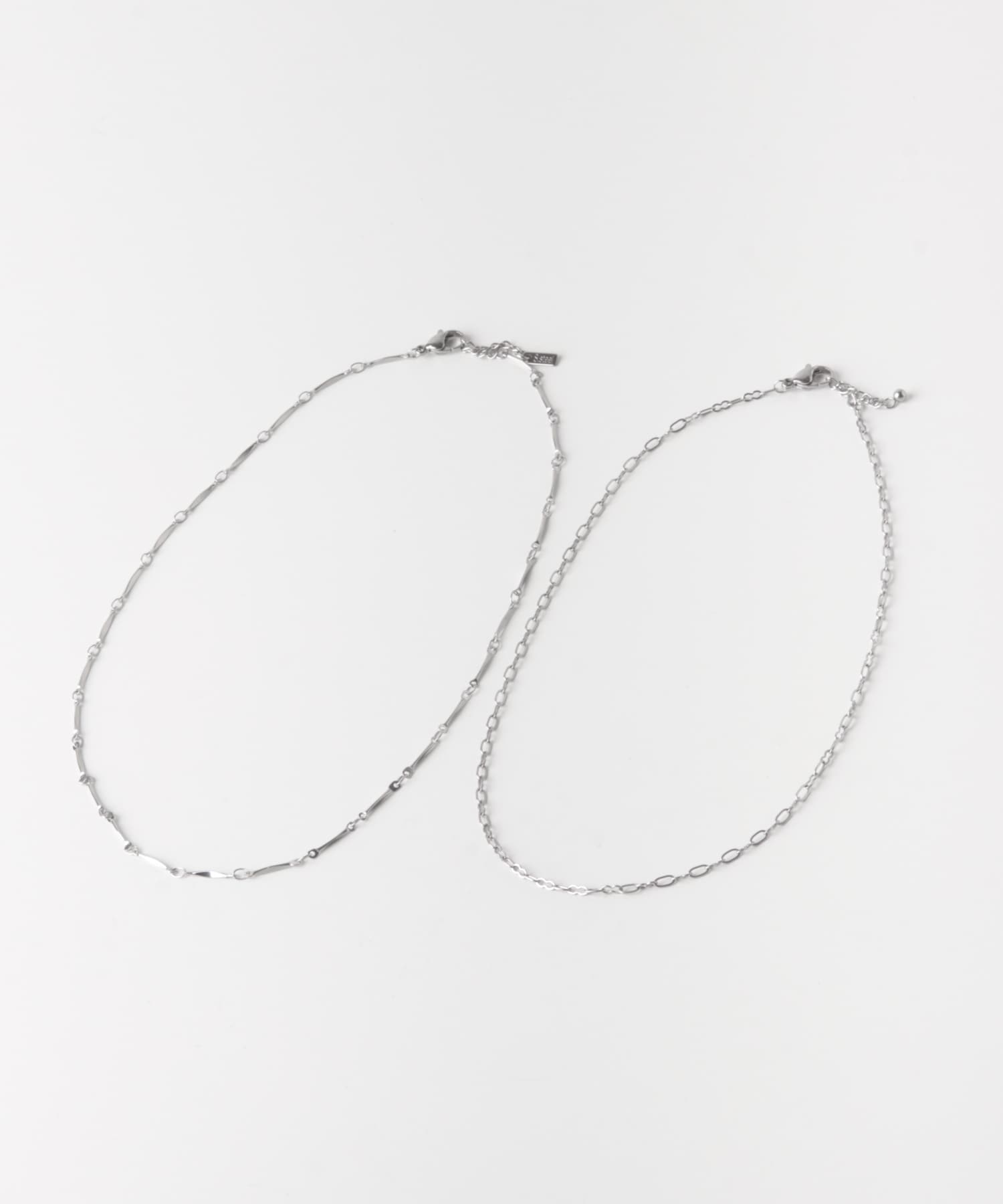 ステンレスバーチェーン2セットネックレス SLV -