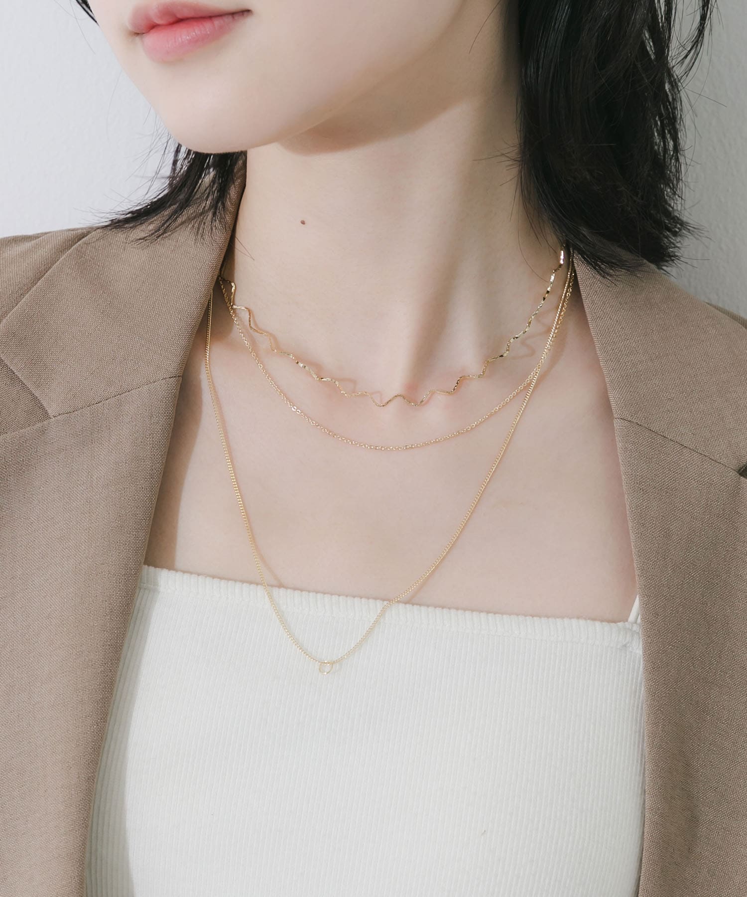 3チェーンレイヤードネックレス GLD -