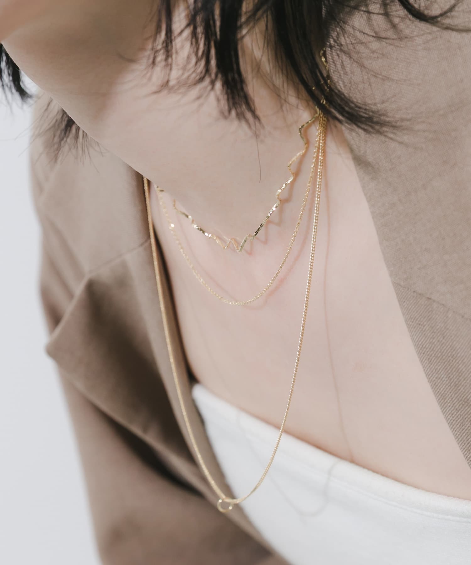3チェーンレイヤードネックレス GLD -