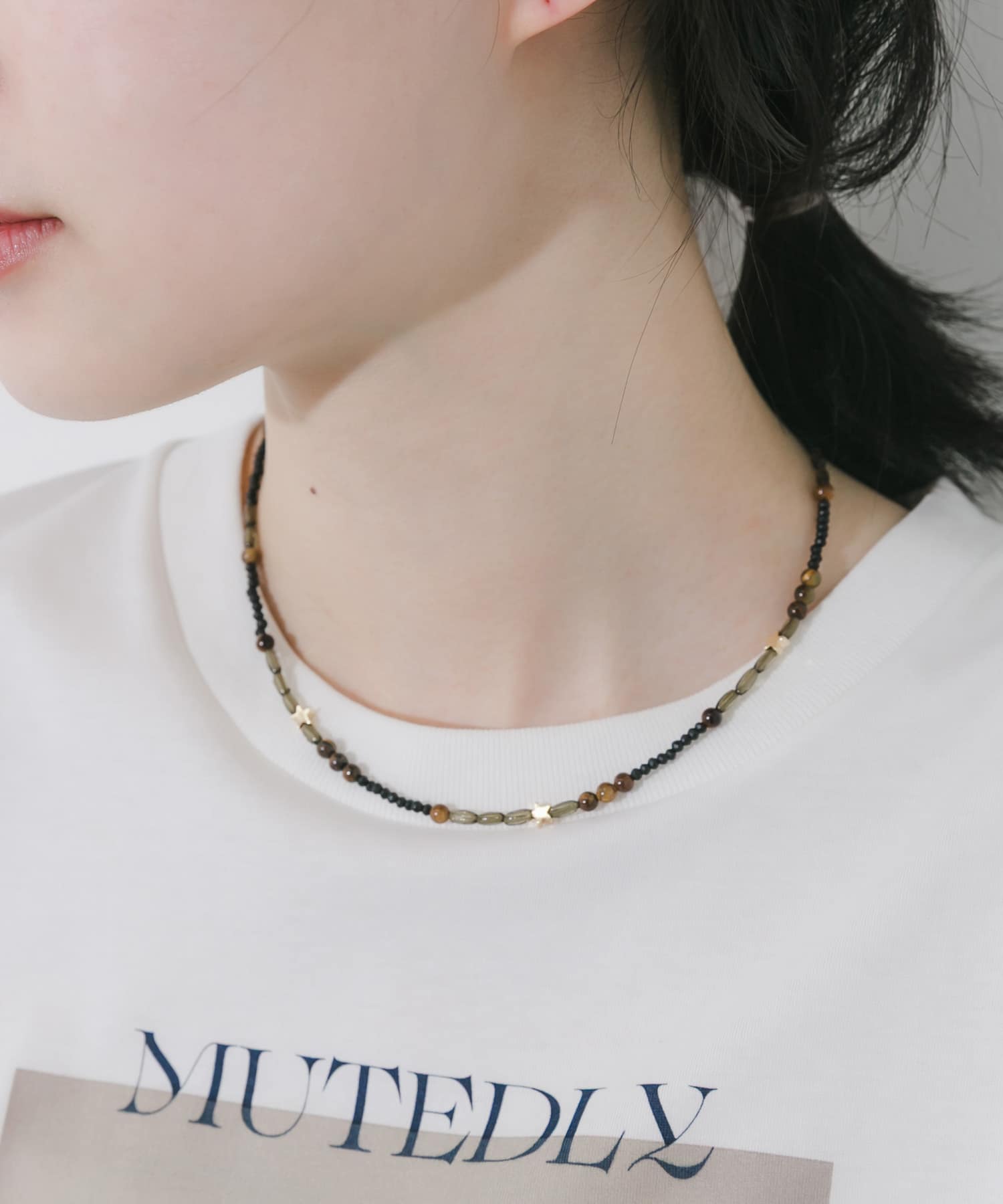 Galee スターモチーフ ビーズネックレス スターモチーフマルチビーズネックレス(- BR/BK): アクセサリー｜URBAN