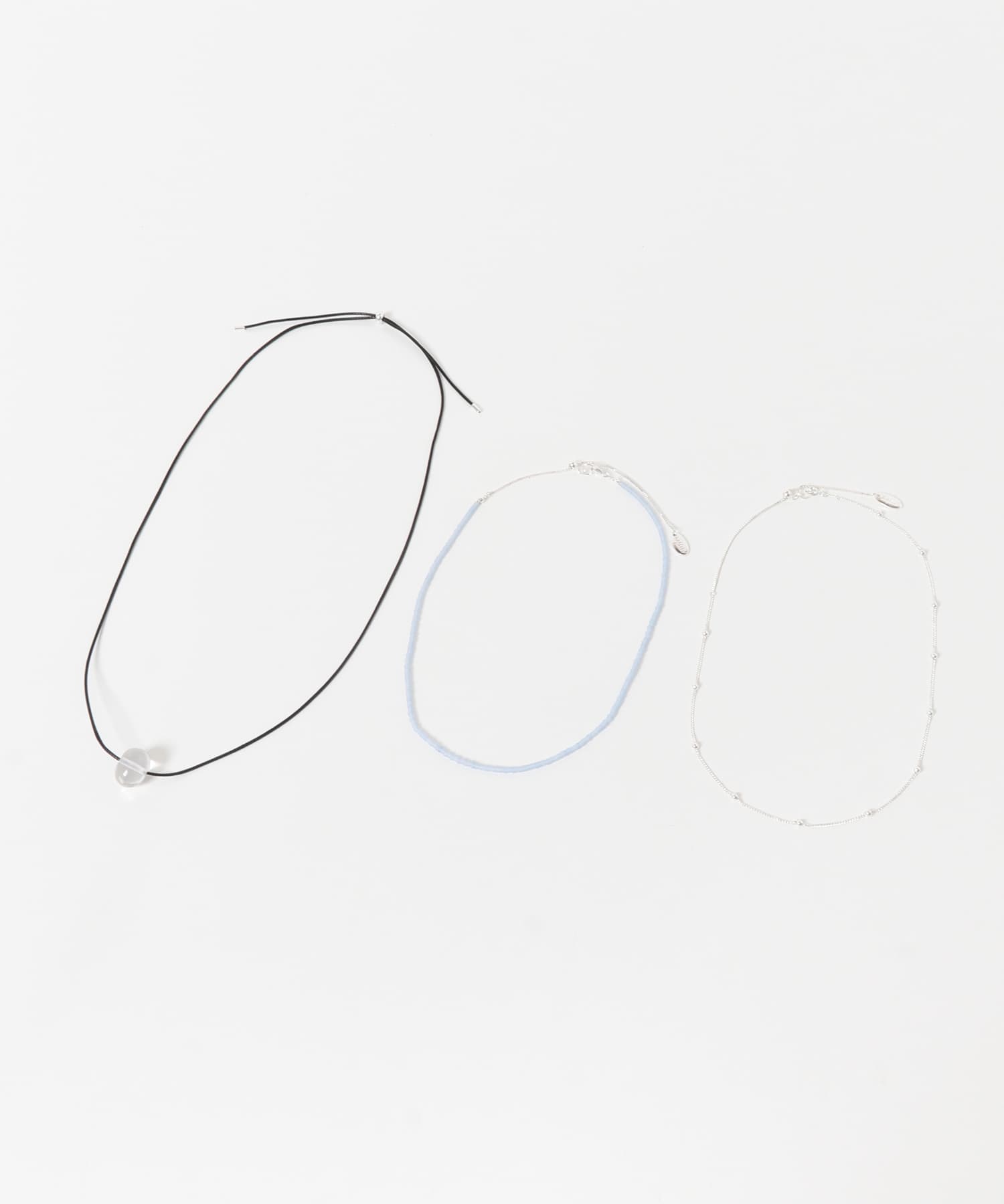 クリアトップビーズ3セットネックレス BL/SV -