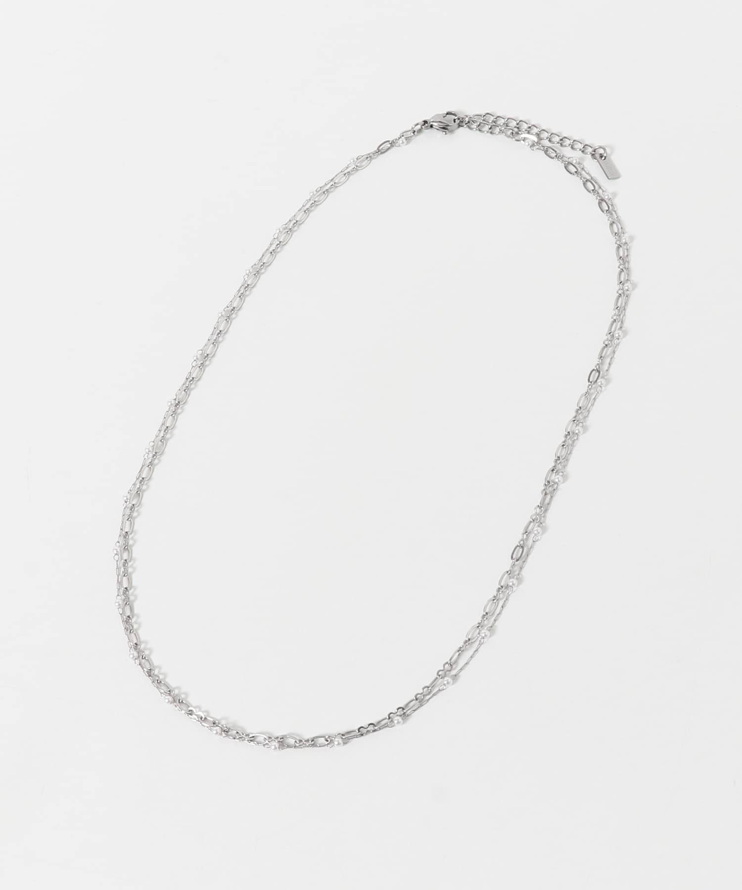 ステンレスミニパールチェーン2セットネックレス SV/WH -