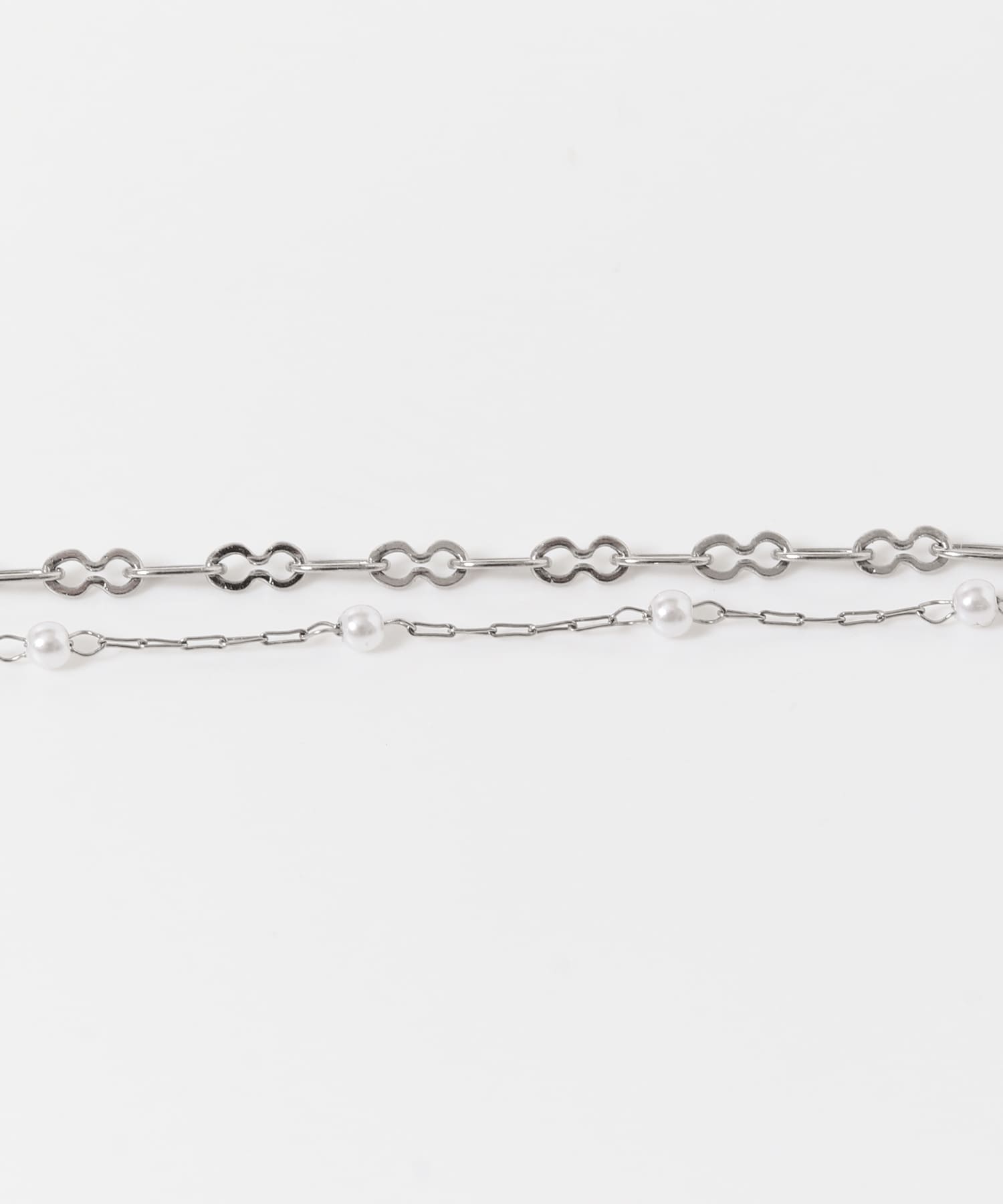 ステンレスミニパールチェーン2セットネックレス SV/WH -