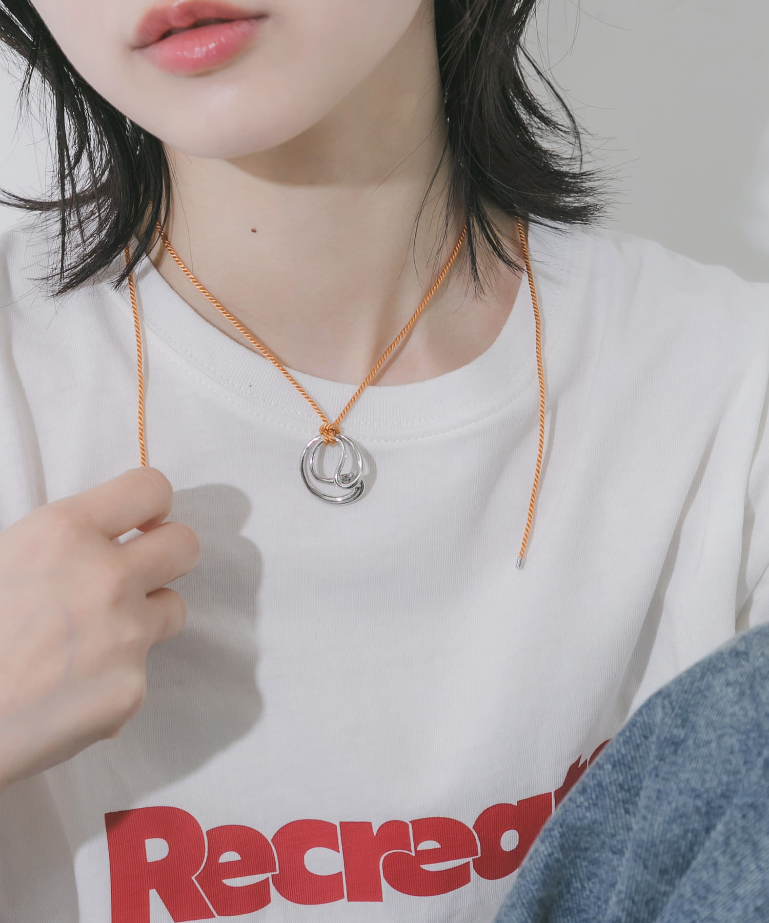 メタルトップカラーコードチョーカーネックレス LBR/SV -